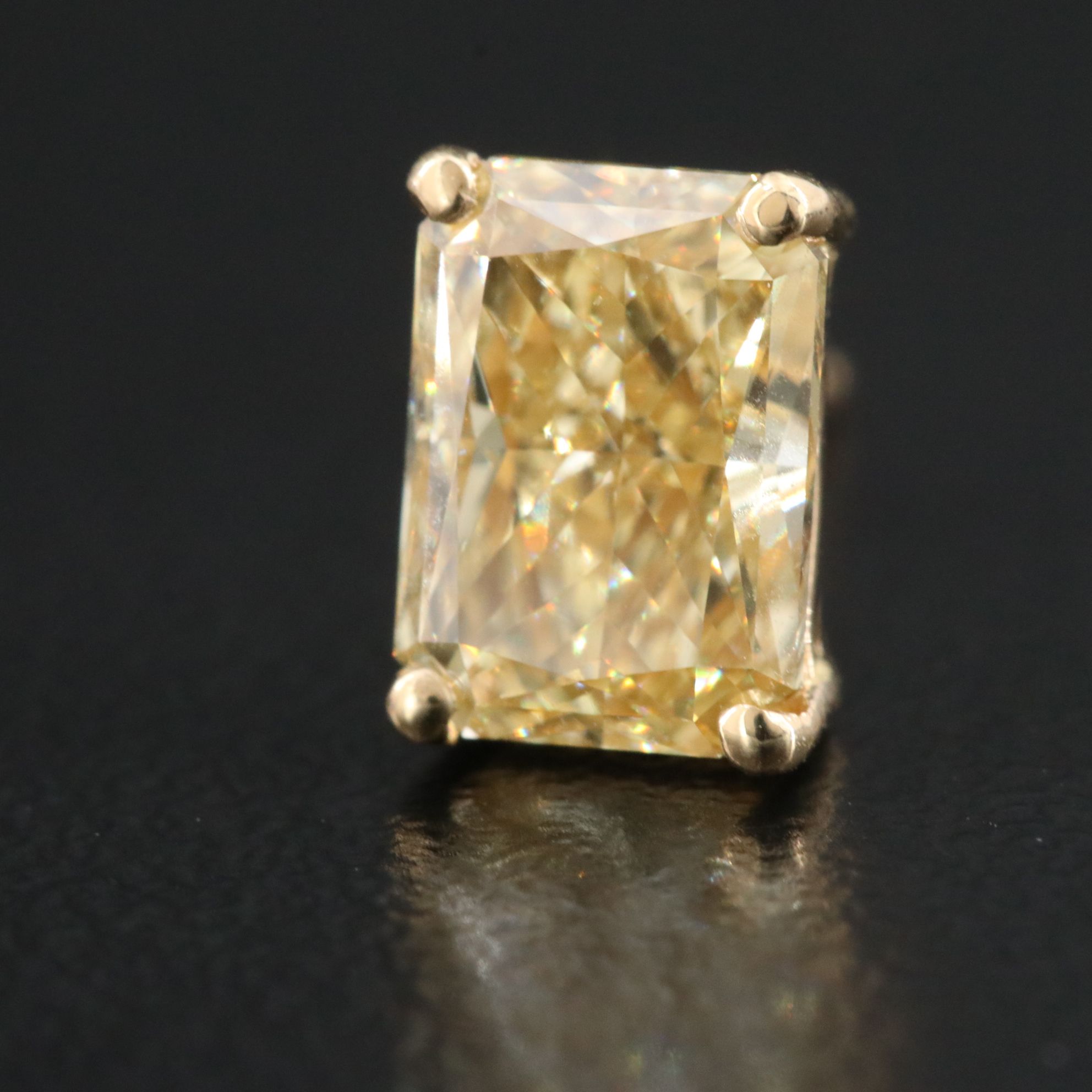 18K 2.09 CTW Fancy Yellow Lab Grown Diamond Stud Earrings with IGI Reports