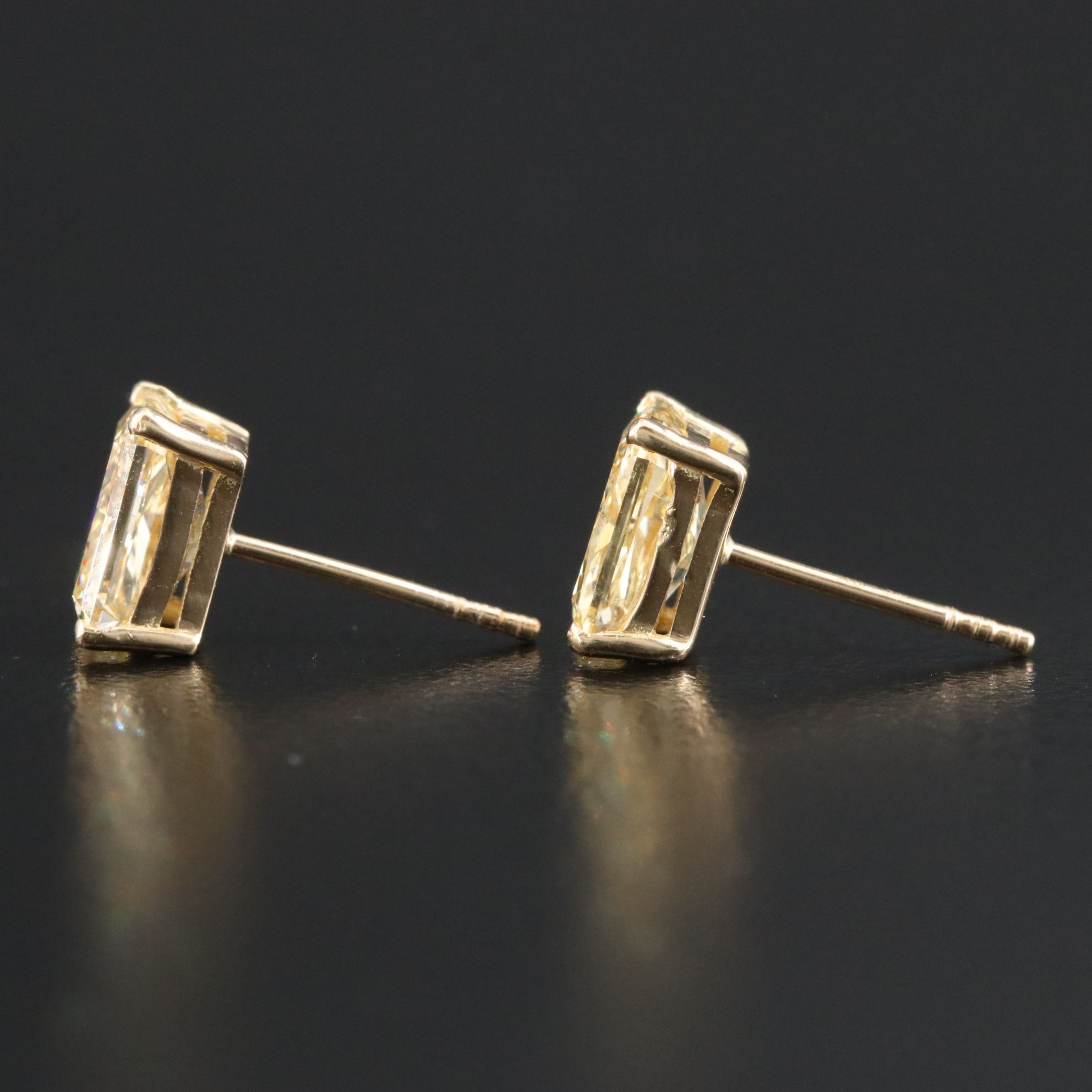 18K 2.09 CTW Fancy Yellow Lab Grown Diamond Stud Earrings with IGI Reports