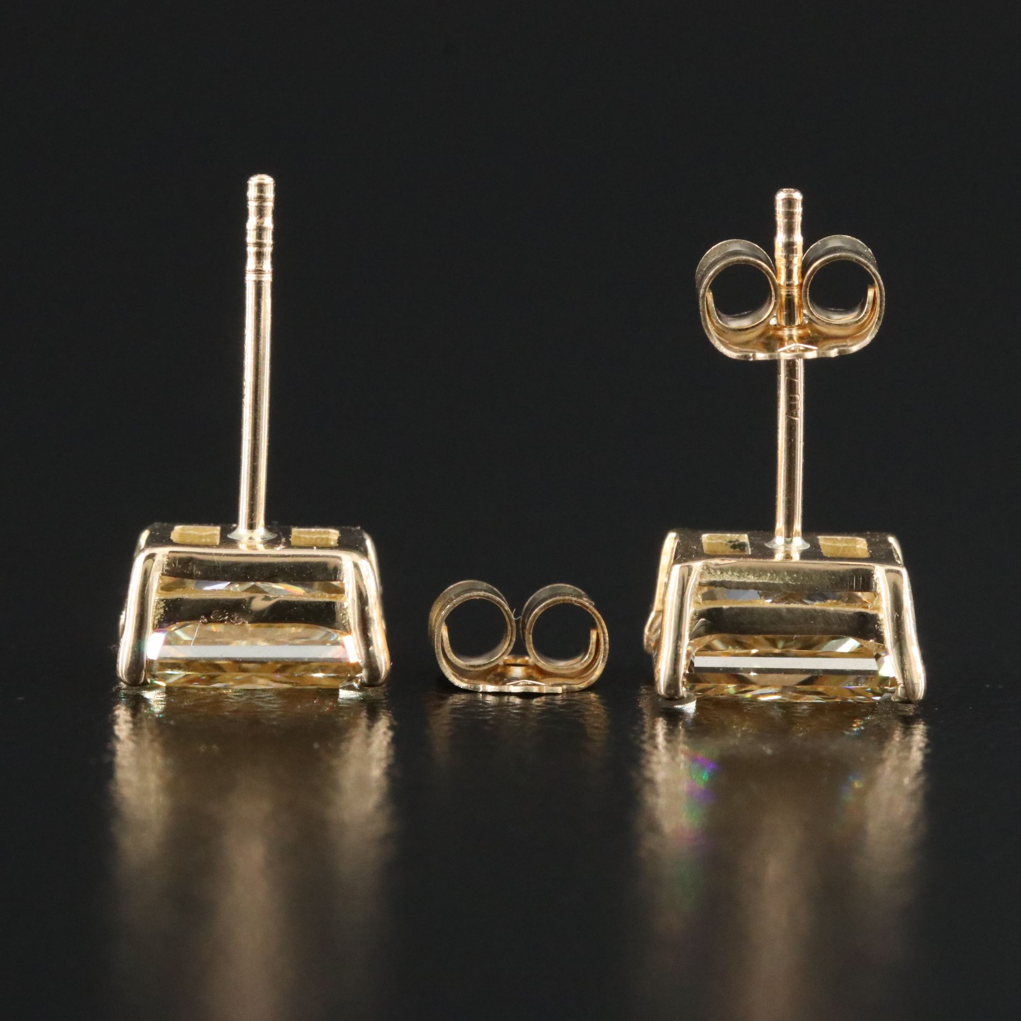 18K 2.09 CTW Fancy Yellow Lab Grown Diamond Stud Earrings with IGI Reports