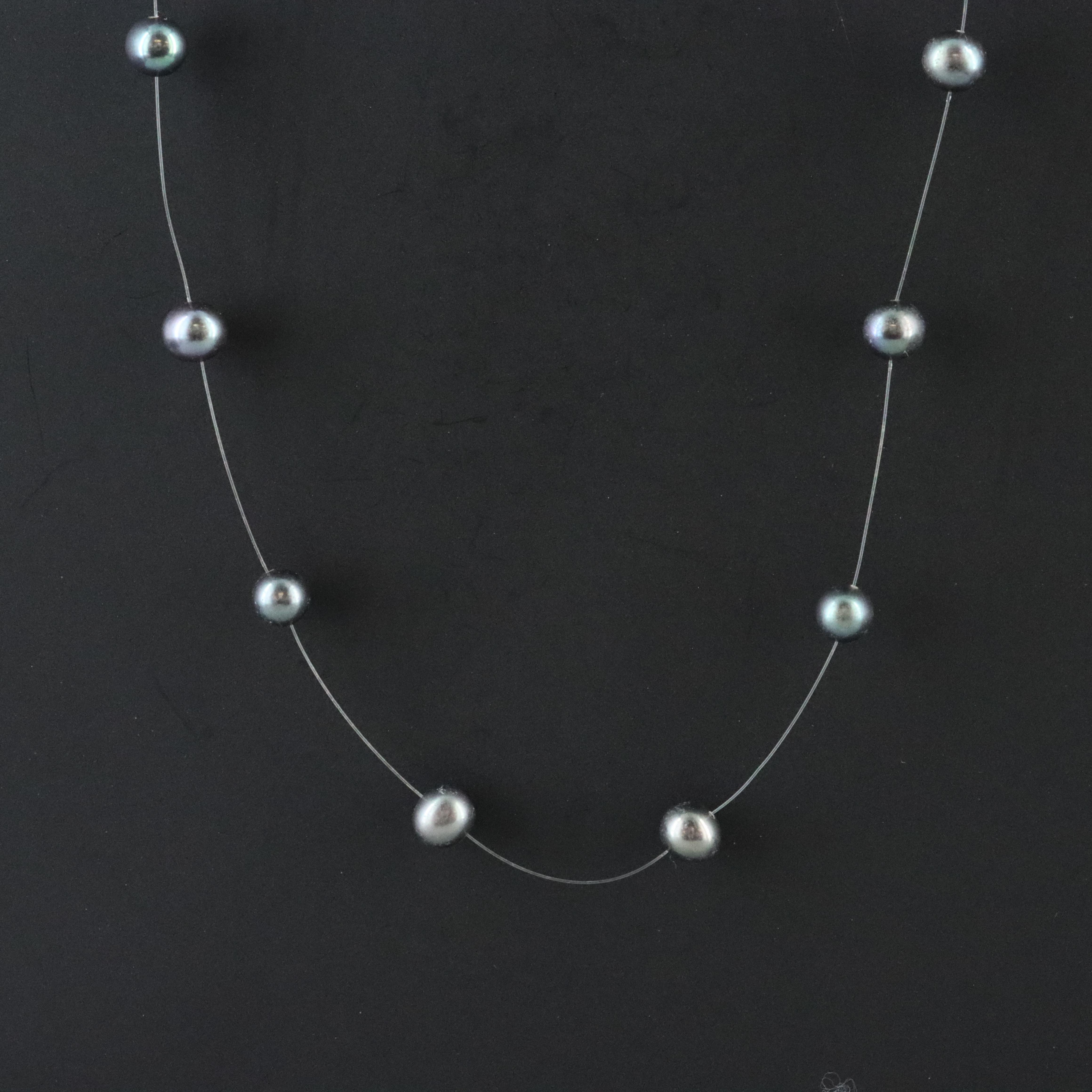 Pearl Station Necklace with a Sterling Silver Clasp