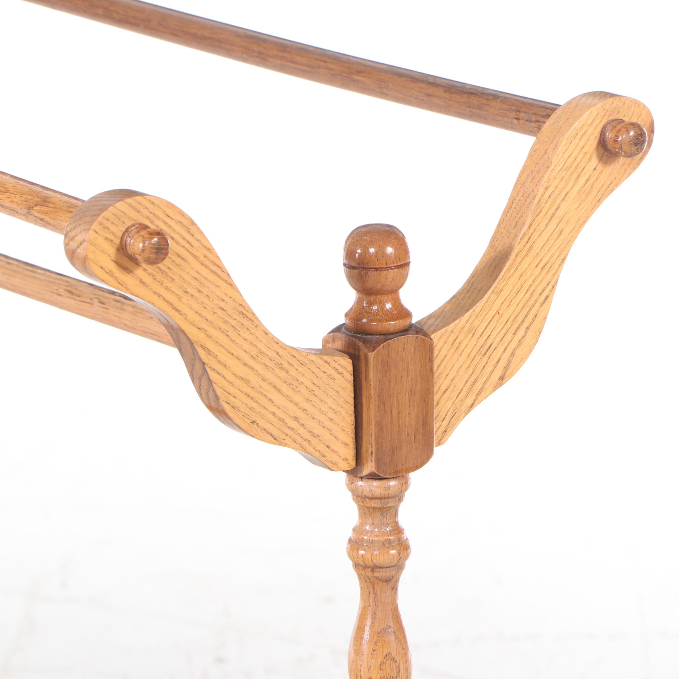 American Colonial Style Oak Quilt Rack, 20th Century