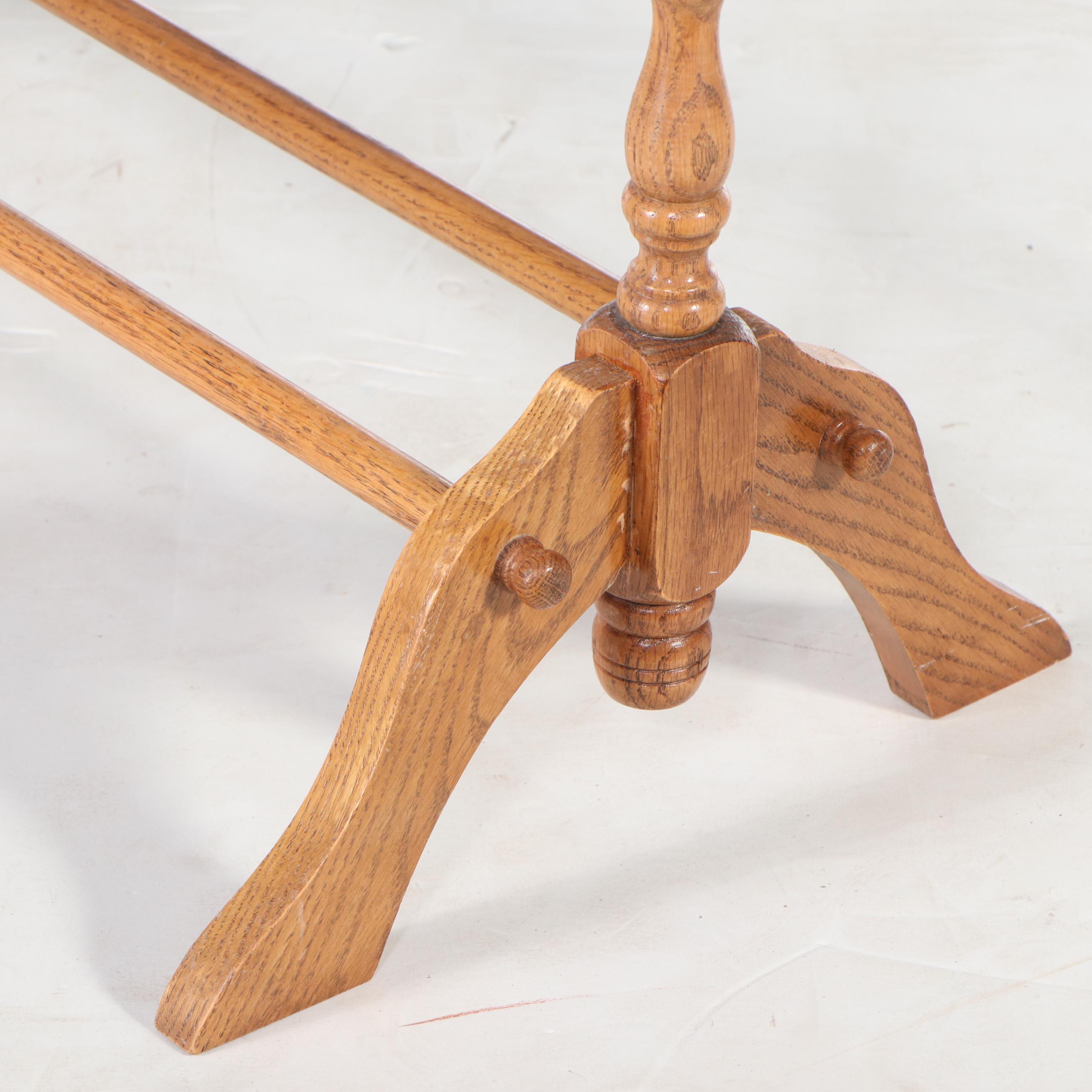 American Colonial Style Oak Quilt Rack, 20th Century