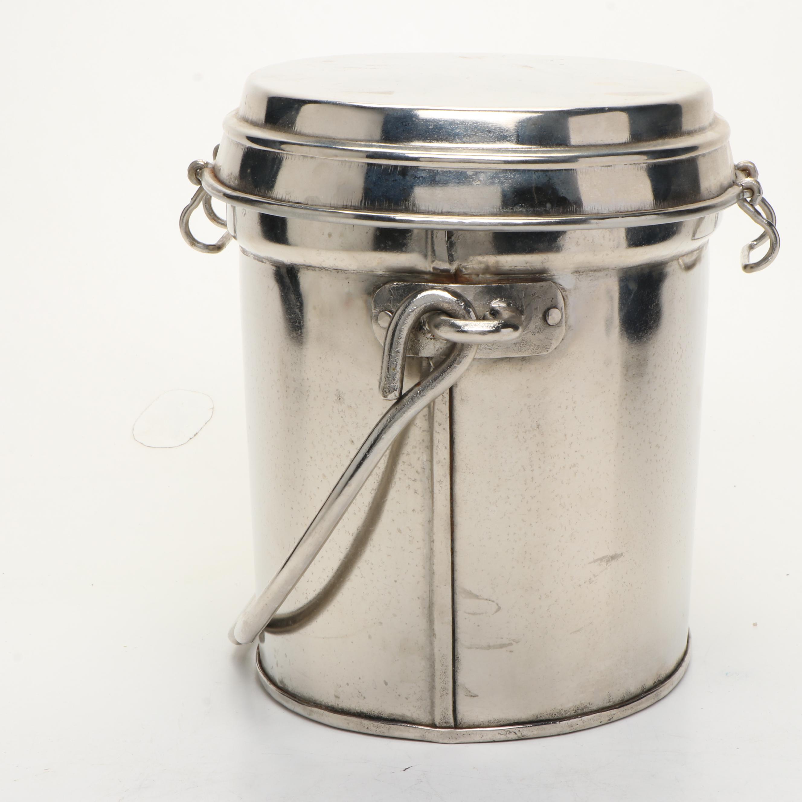 Mid Century Modern Style Metal Ice Bucket with Lid, Mid to Late 20th Century