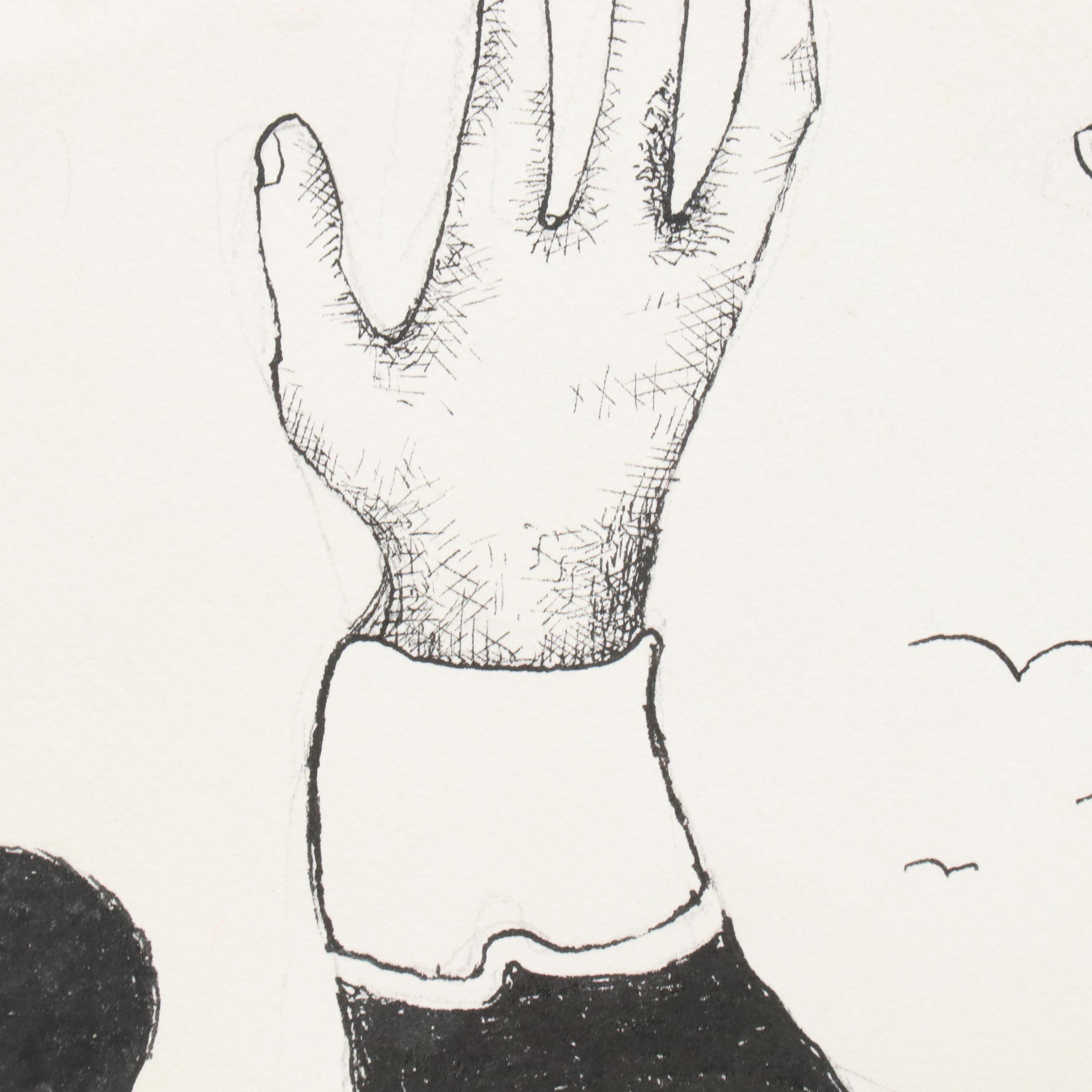 Nikolay "Kuk" Manuylov Figural Surrealist Ink Drawing, 2016