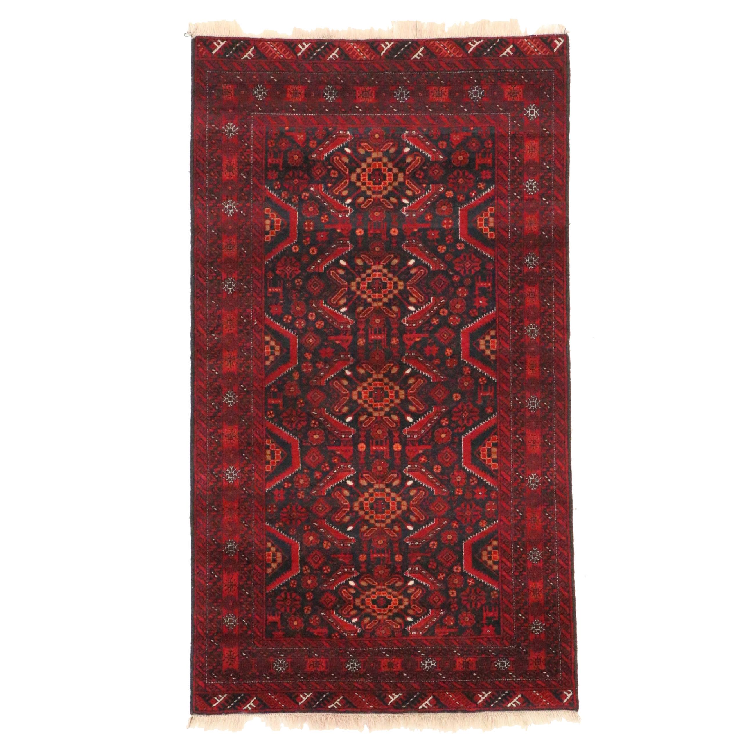 3'8 x 6'10 Hand-Knotted Afghan Baluch Area Rug