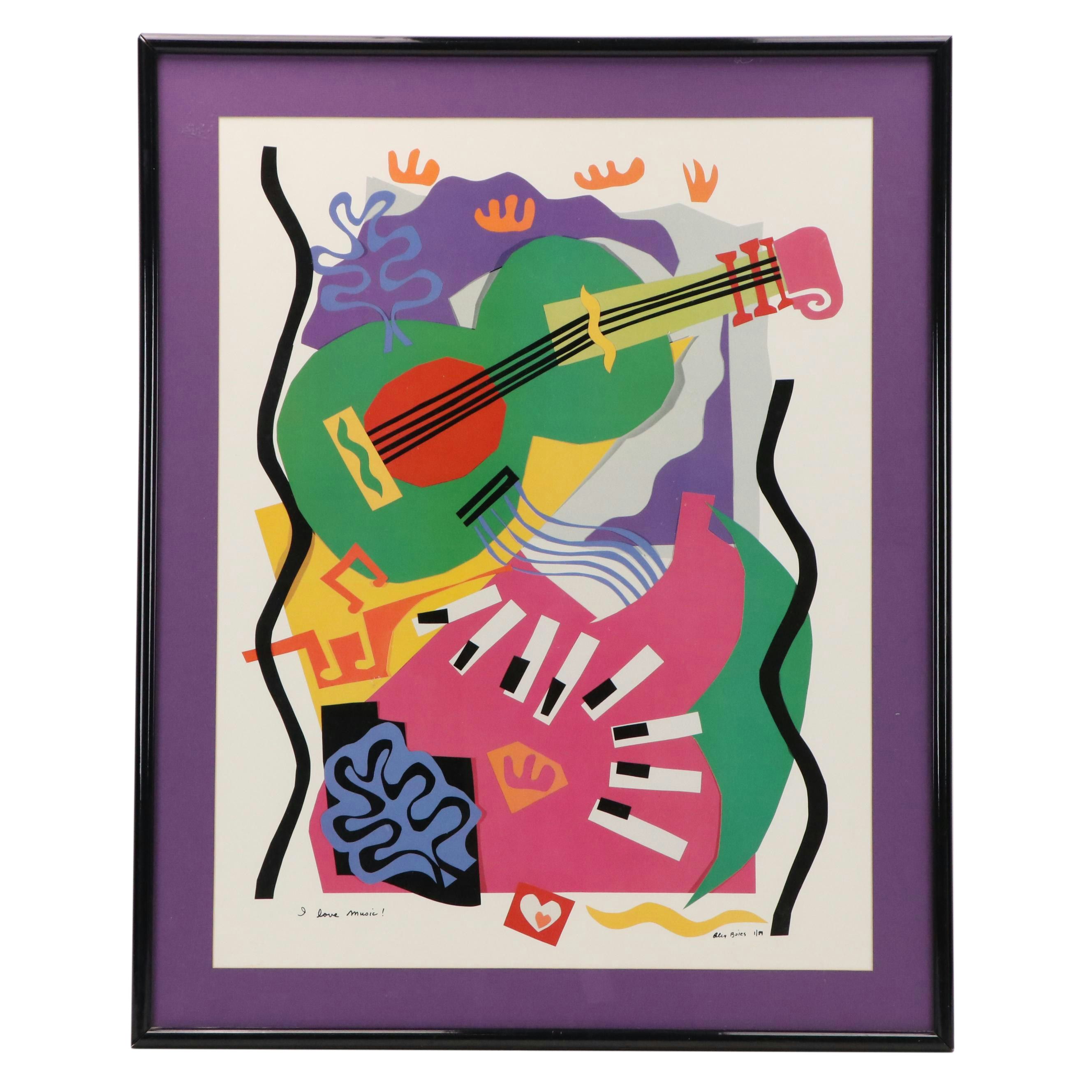 Alex Boies Offset Lithograph "I Love Music!"