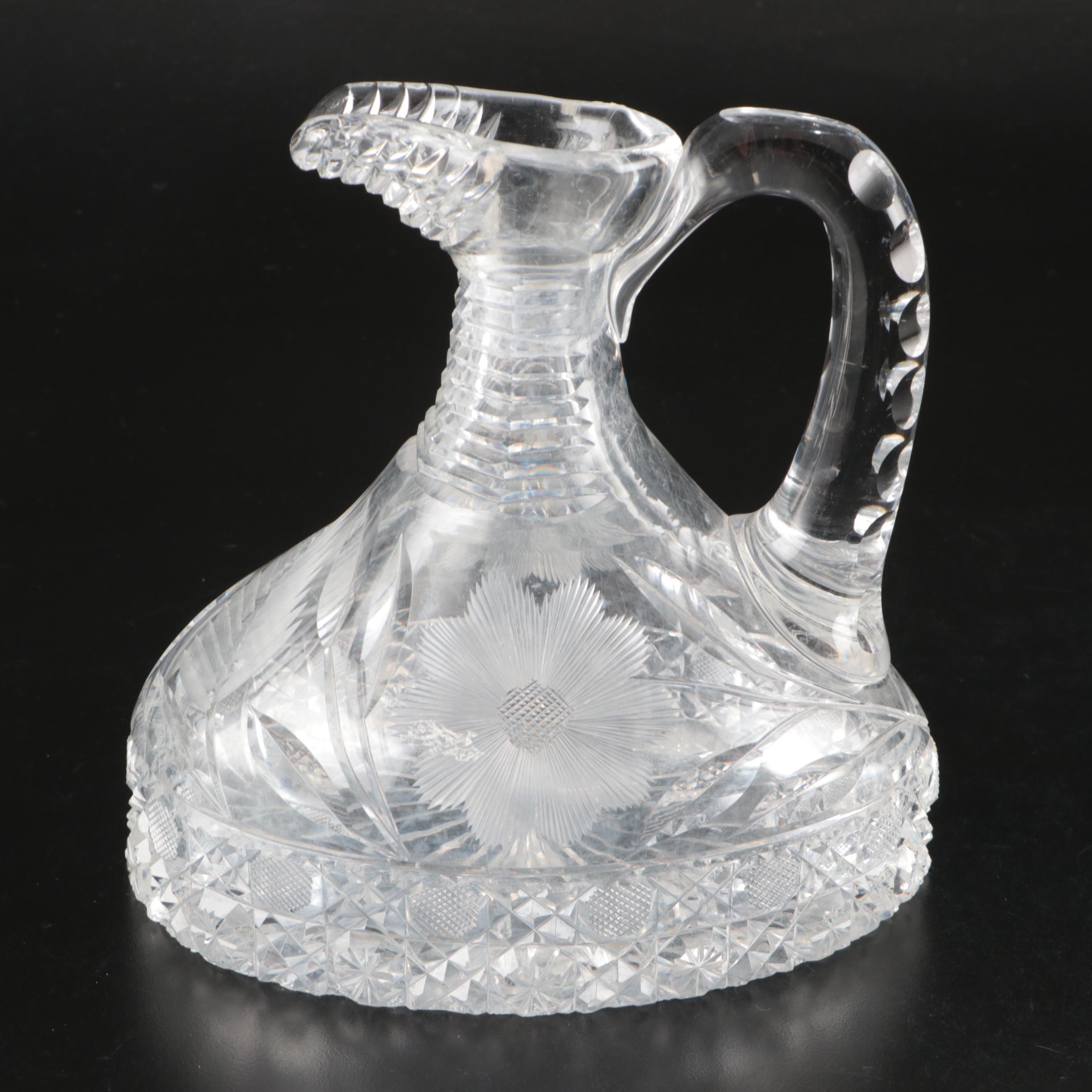 American Brilliant Style Cut and Etched Glass Cruet, Early 20th Century