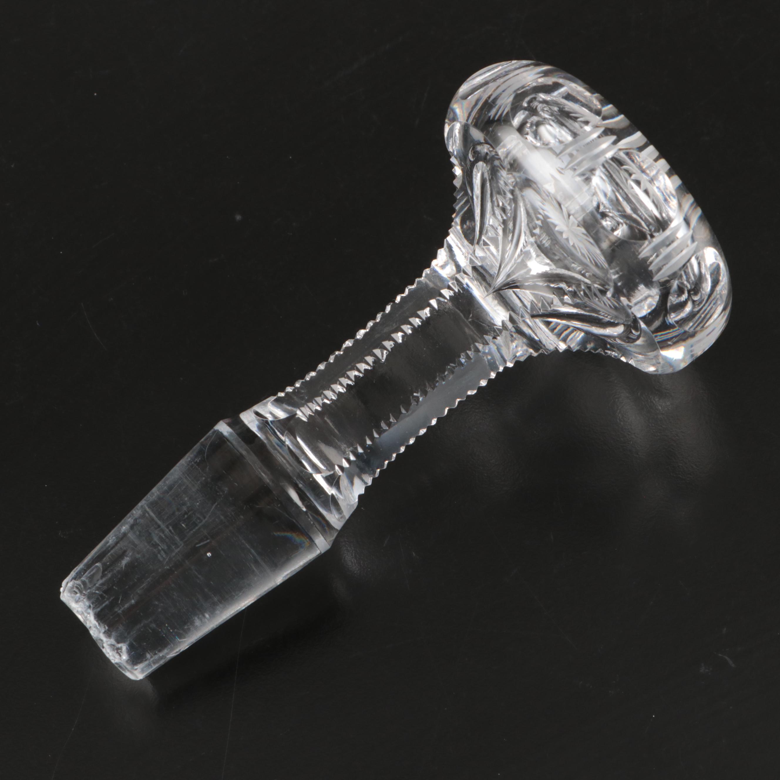 American Brilliant Style Cut and Etched Glass Cruet, Early 20th Century