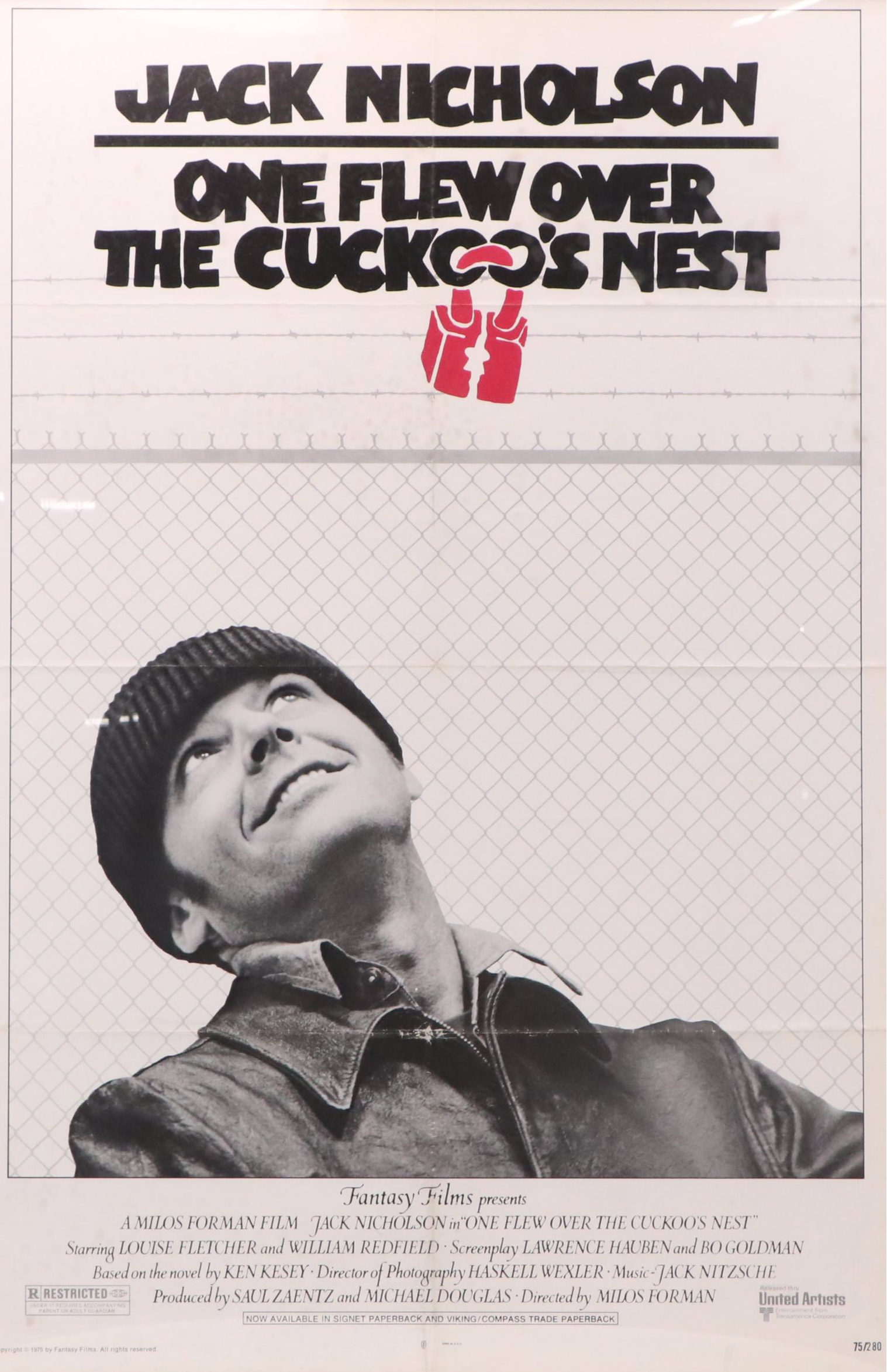 "One Flew Over the Cuckoo's Nest" Reproduction Offset Lithograph Movie Poster