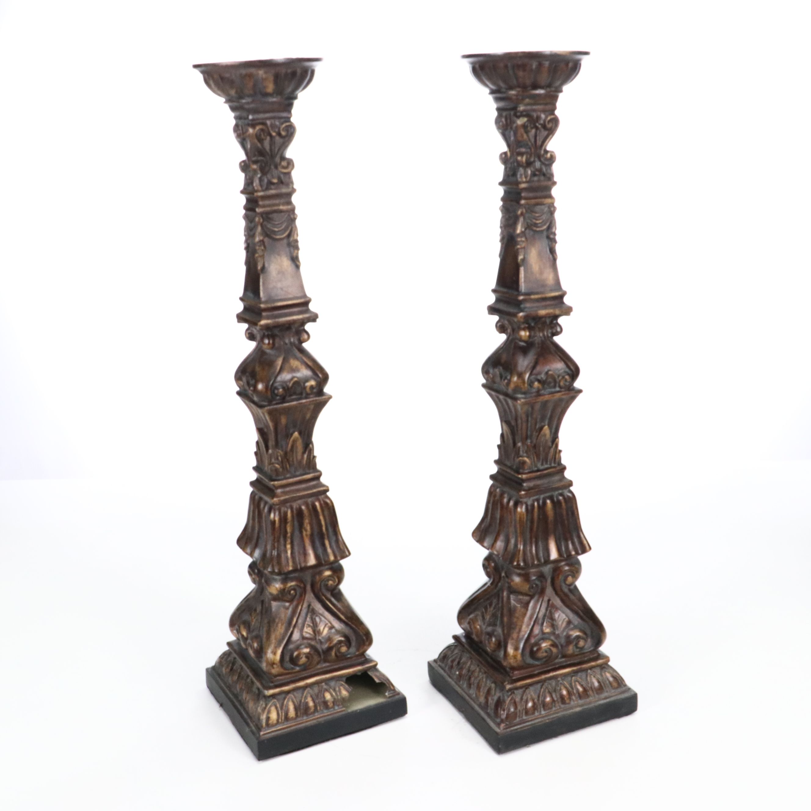Rococo Style Pillar Candle Holders
