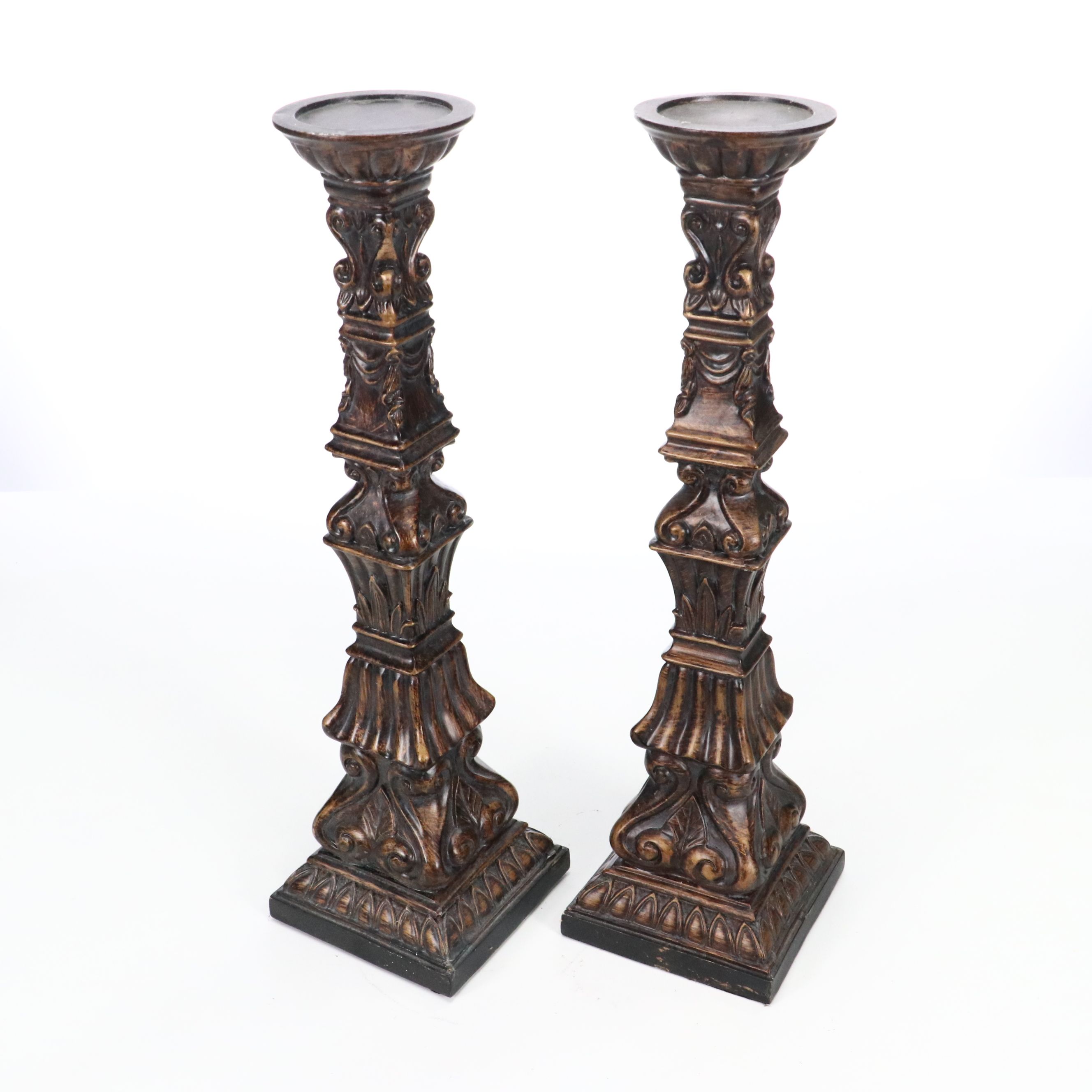 Rococo Style Pillar Candle Holders