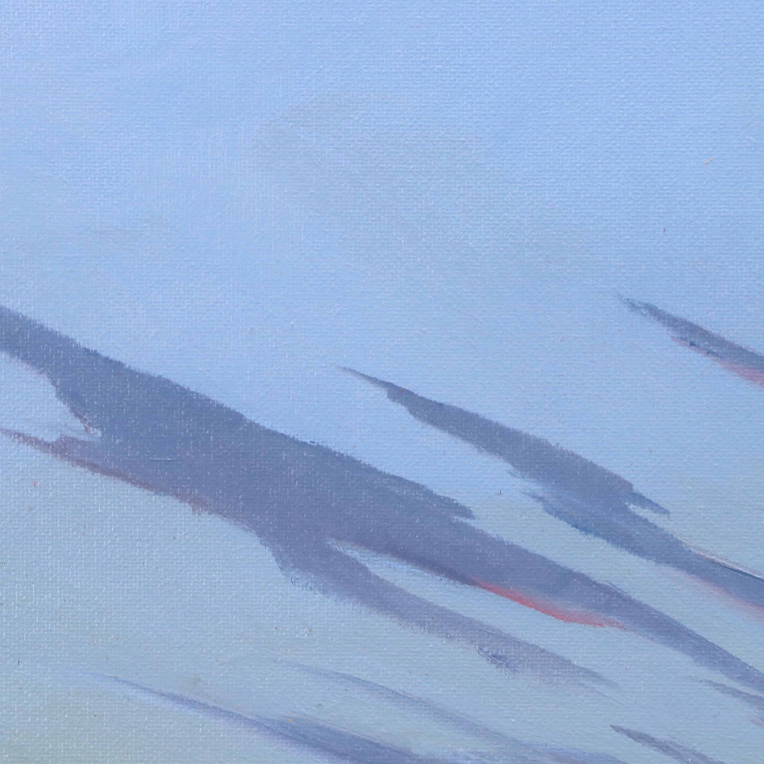 William Hawkins Oil Painting of Expansive Sky Over Winding Stream