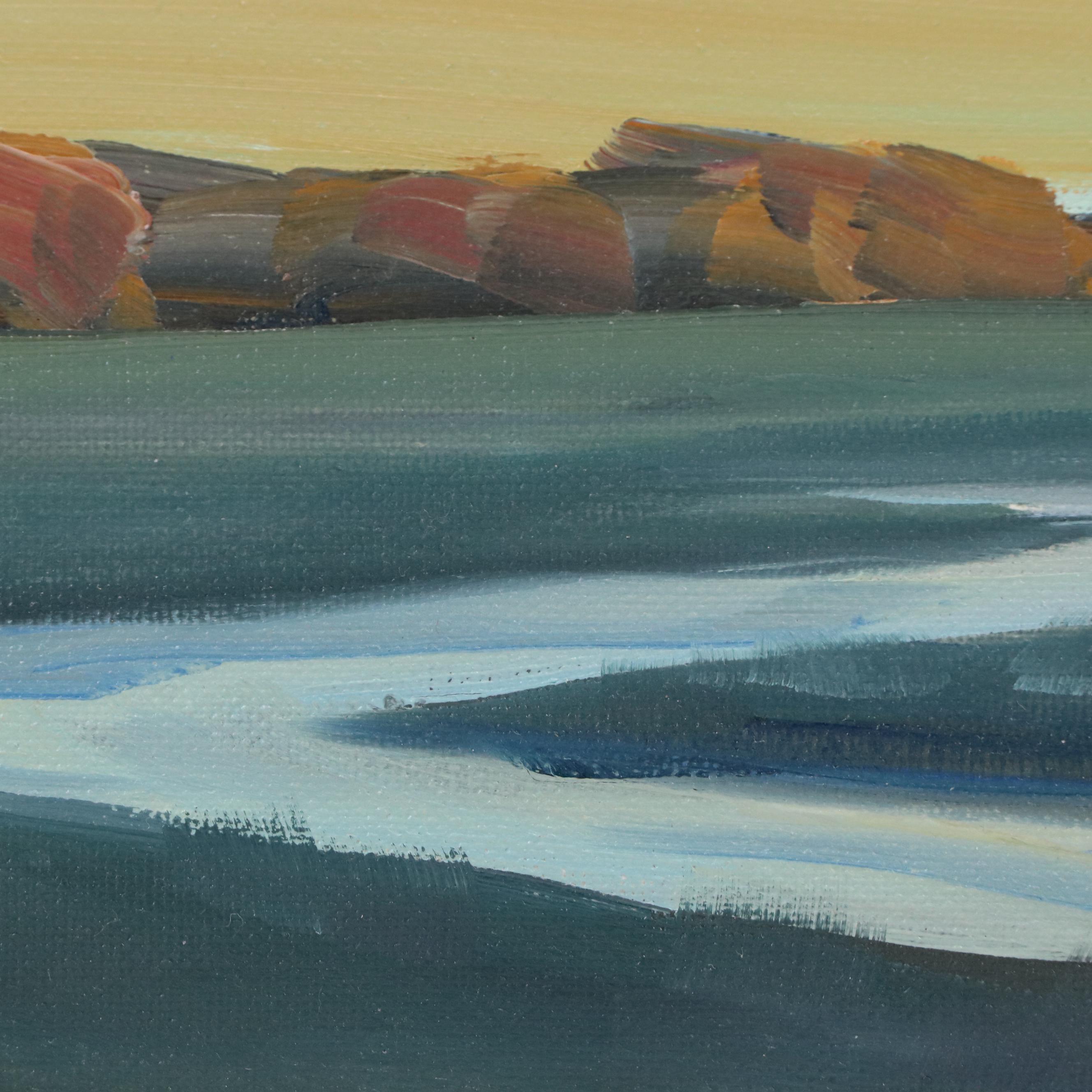 William Hawkins Oil Painting of Expansive Sky Over Winding Stream