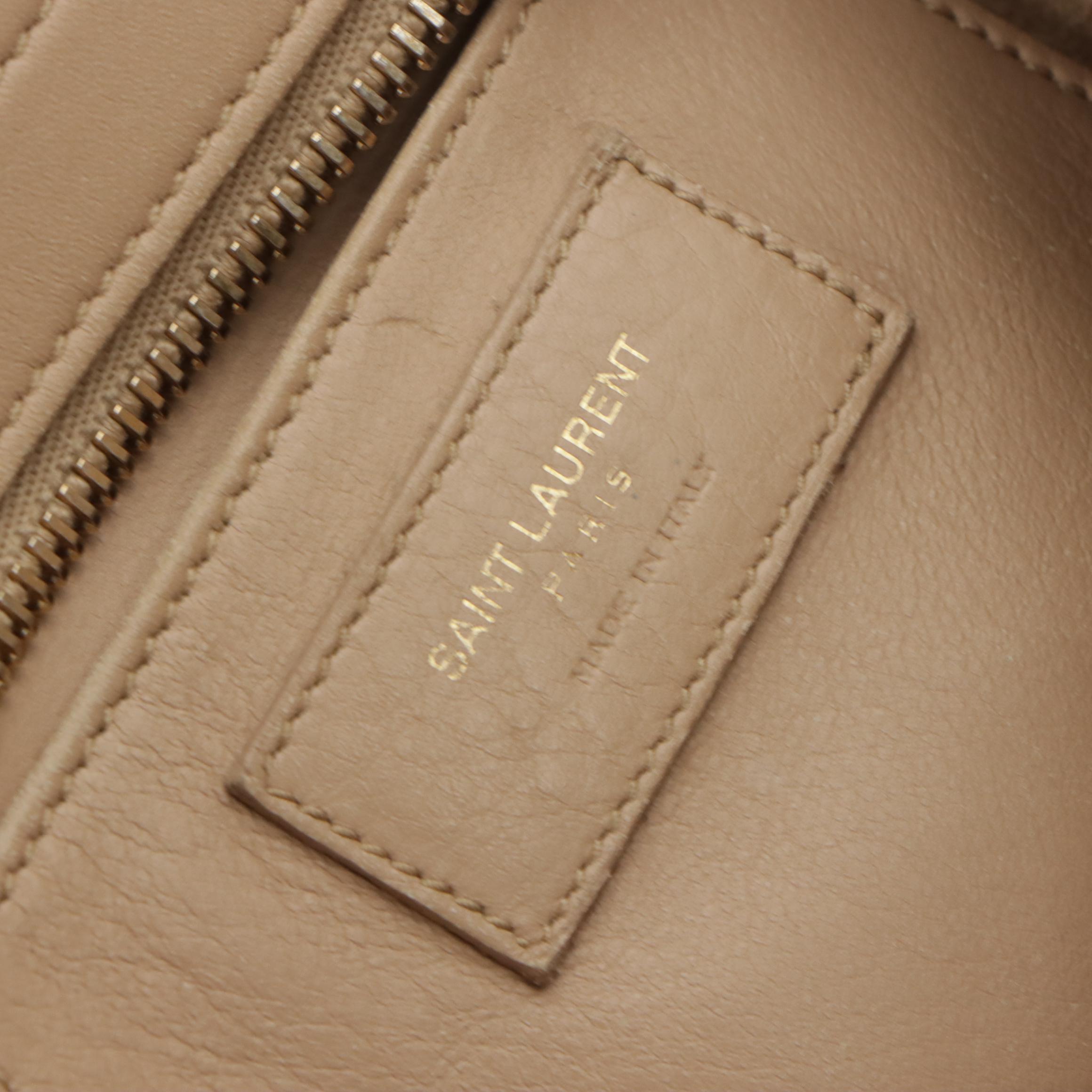 Saint Laurent Baby Cabas Two-Way Bag in Beige Calfskin Leather