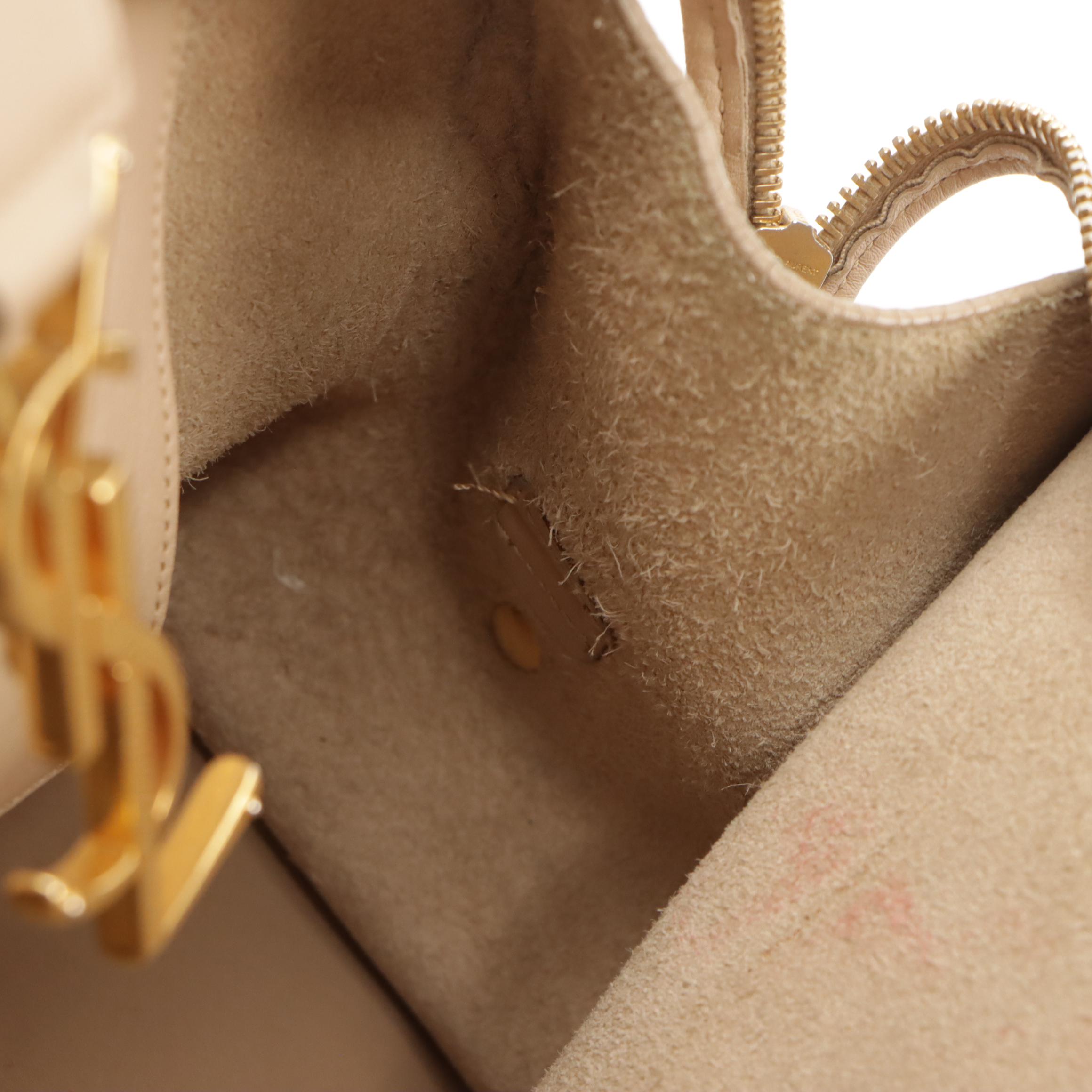 Saint Laurent Baby Cabas Two-Way Bag in Beige Calfskin Leather