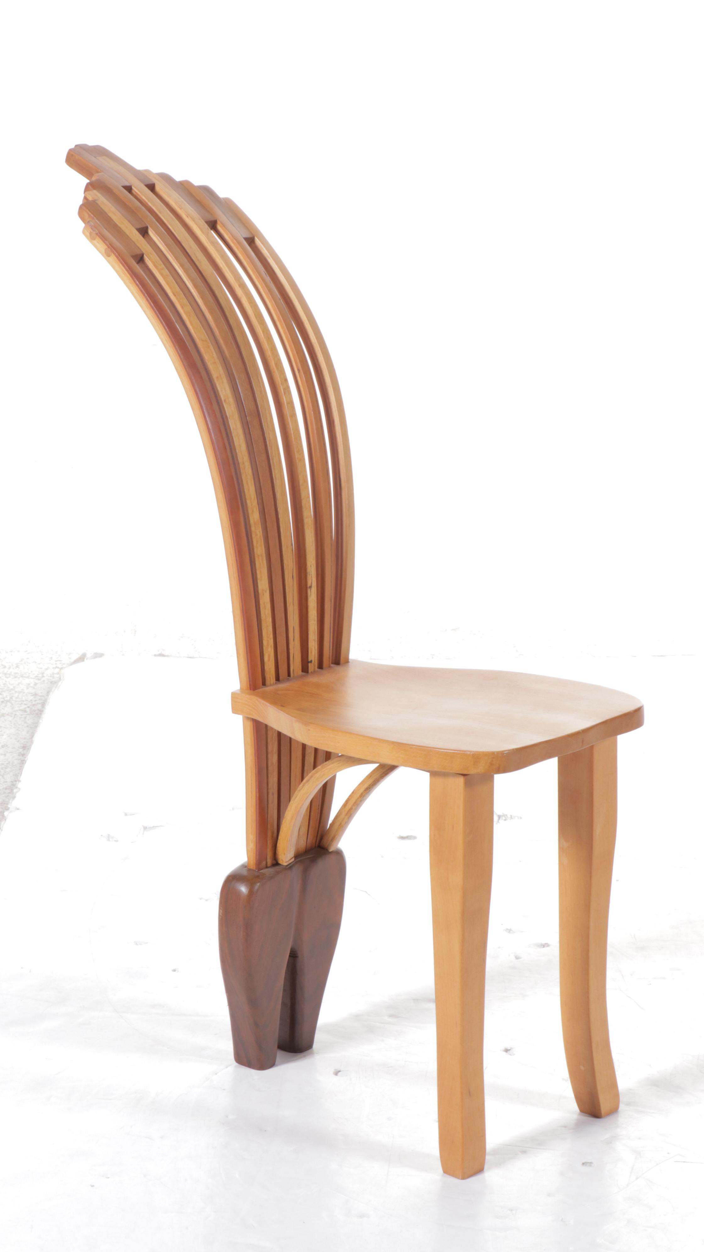 Bench-Made Bent Wood and Walnut Novelty Side Chair