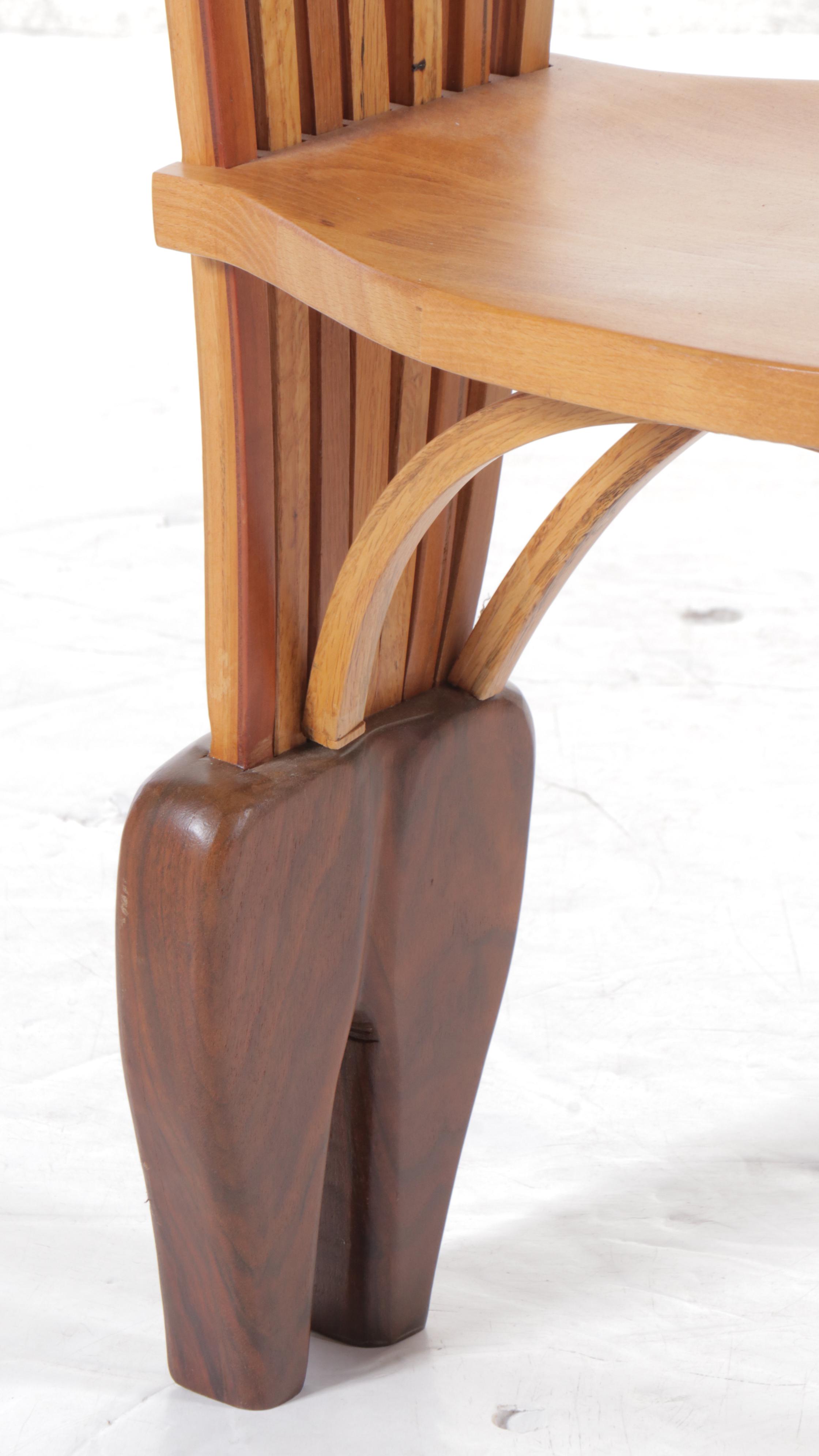 Bench-Made Bent Wood and Walnut Novelty Side Chair