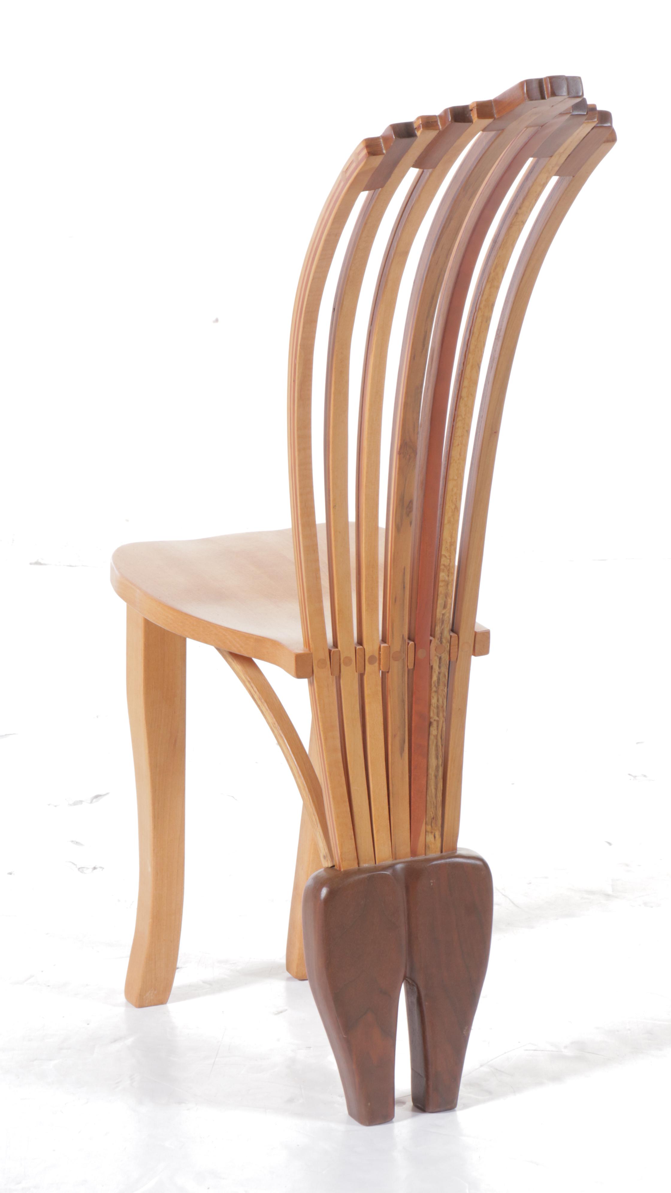 Bench-Made Bent Wood and Walnut Novelty Side Chair