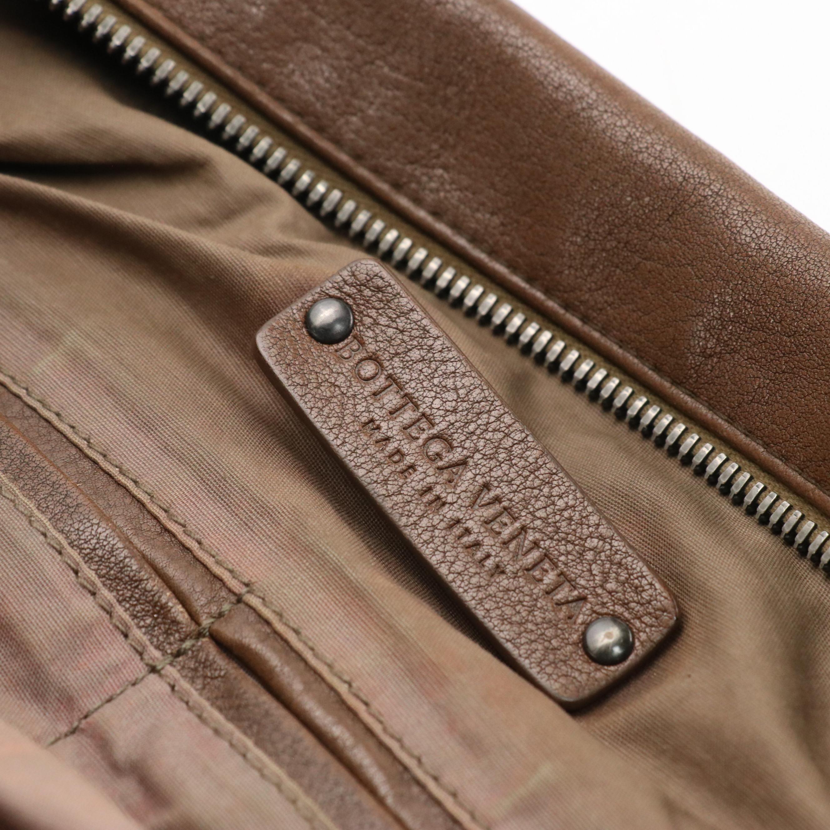 Bottega Veneta Two-Way Briefcase in Brown Intrecciato & Grained Calfskin Leather