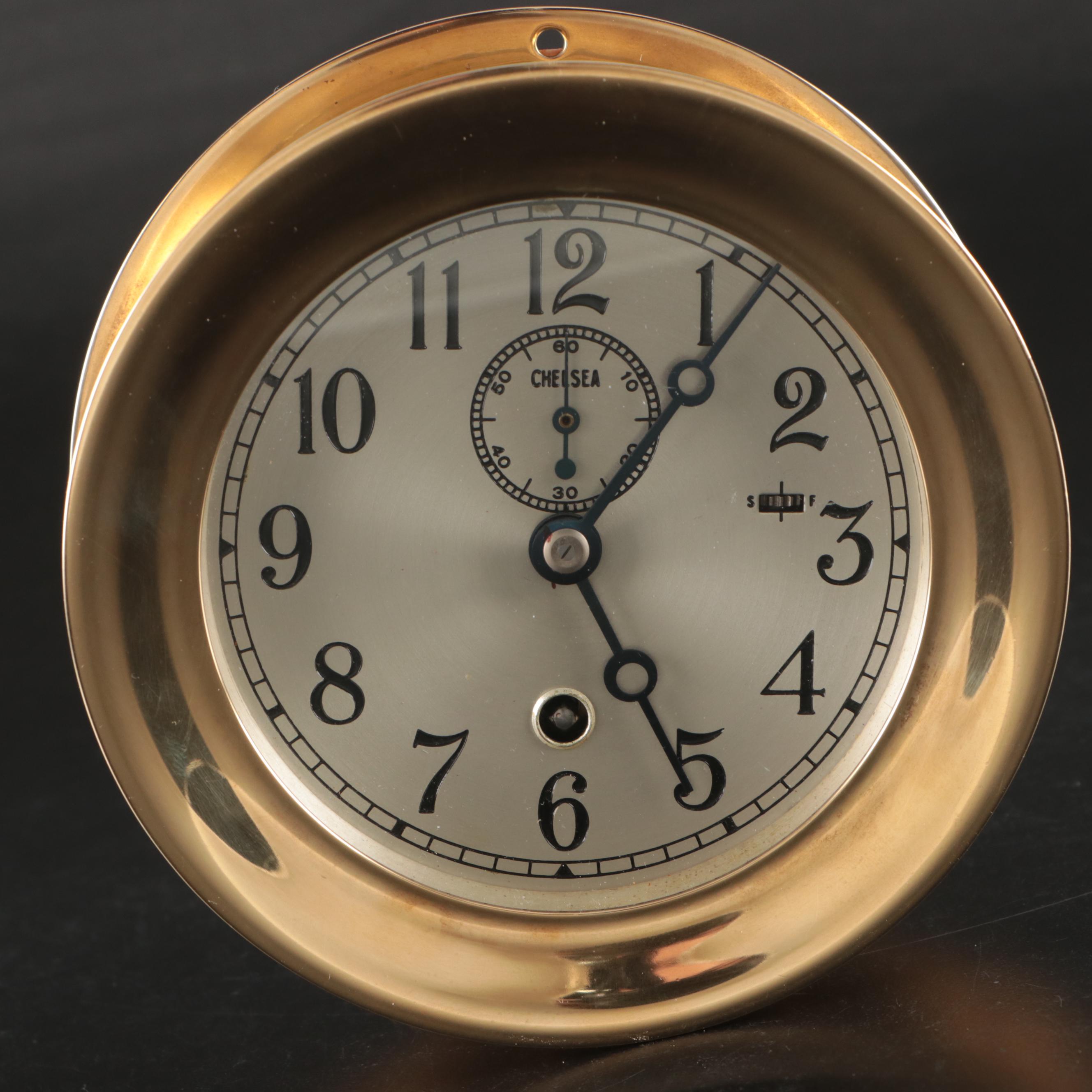 Chelsea Nautical Style Brass Wall Clock, Mid to Late 20th Century