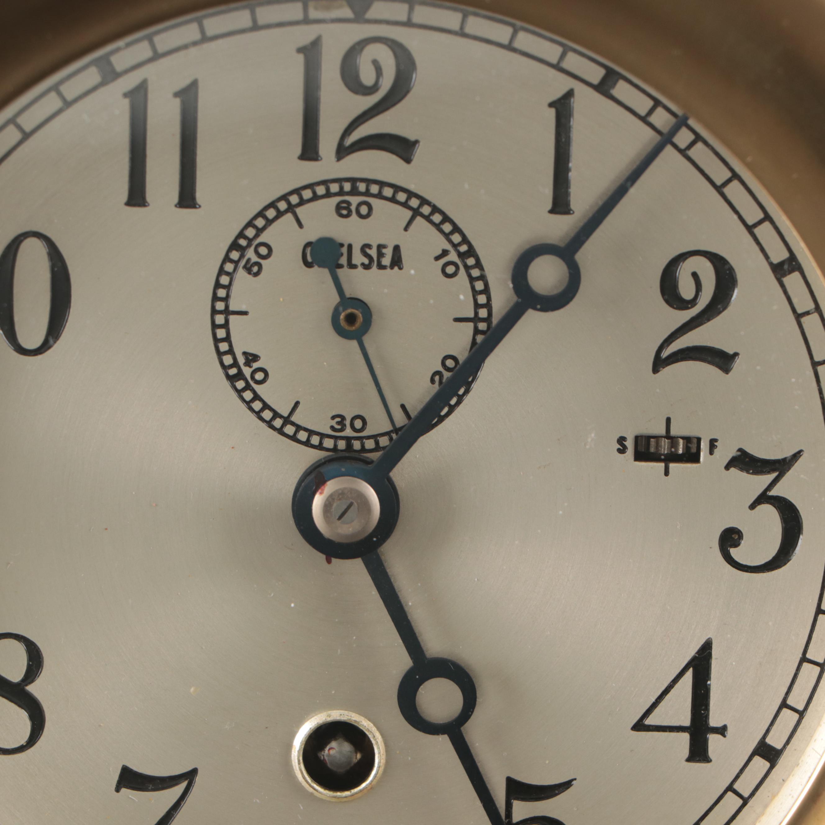 Chelsea Nautical Style Brass Wall Clock, Mid to Late 20th Century