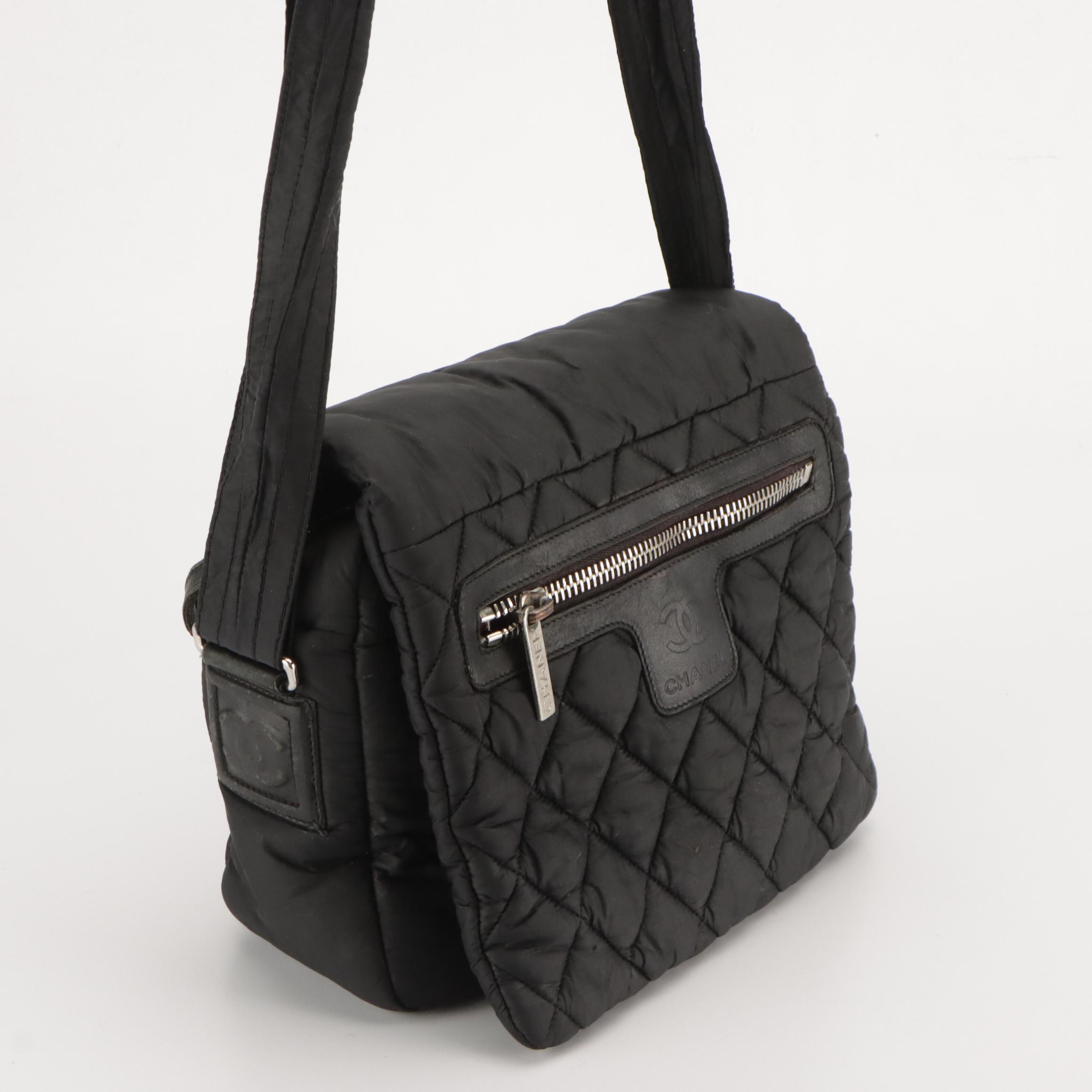 Chanel Coco Cocoon Messenger Bag in Black Quilted Nylon and Leather Trim