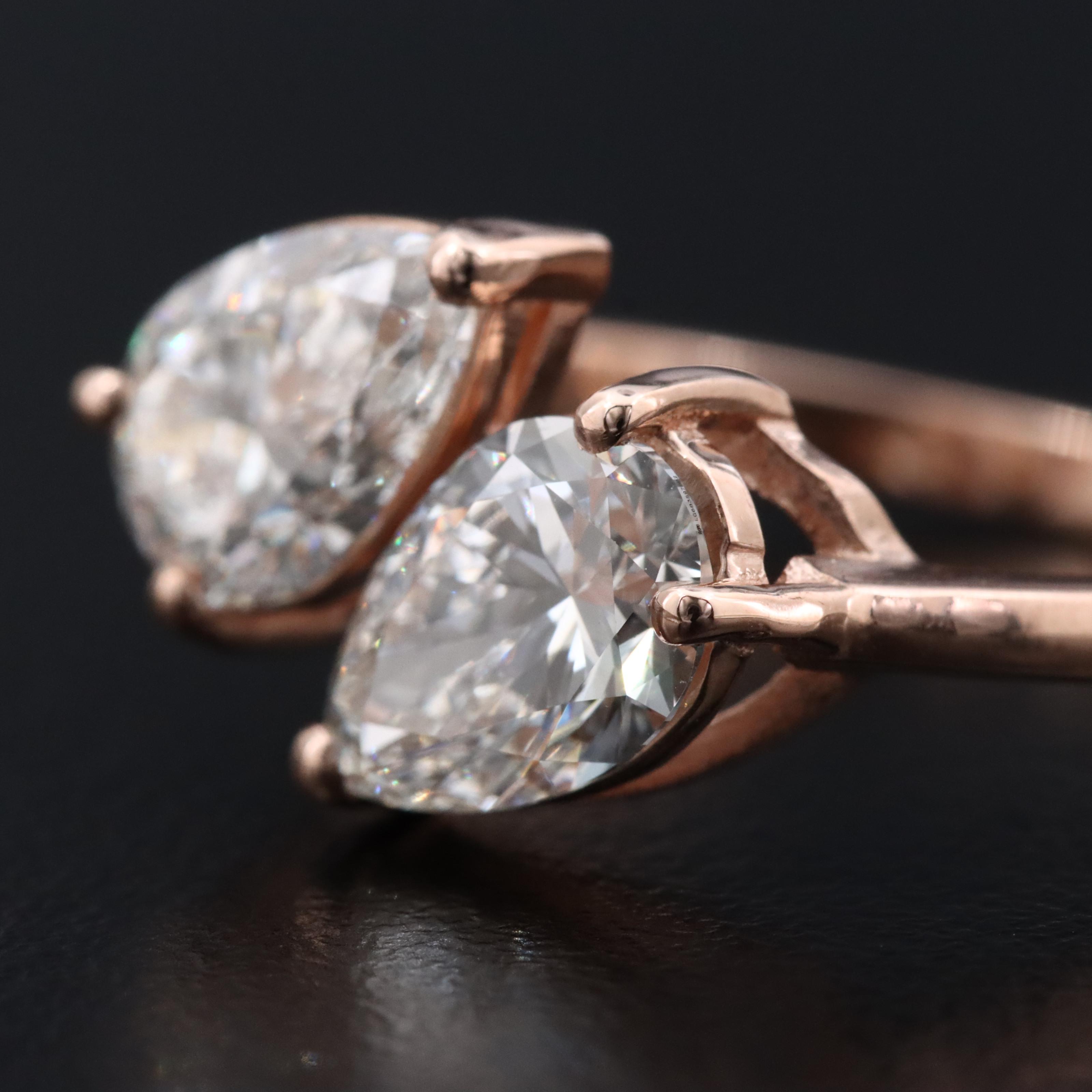 14K Rose Gold 2.09 CTW Lab Grown Diamond Ring with IGI Reports