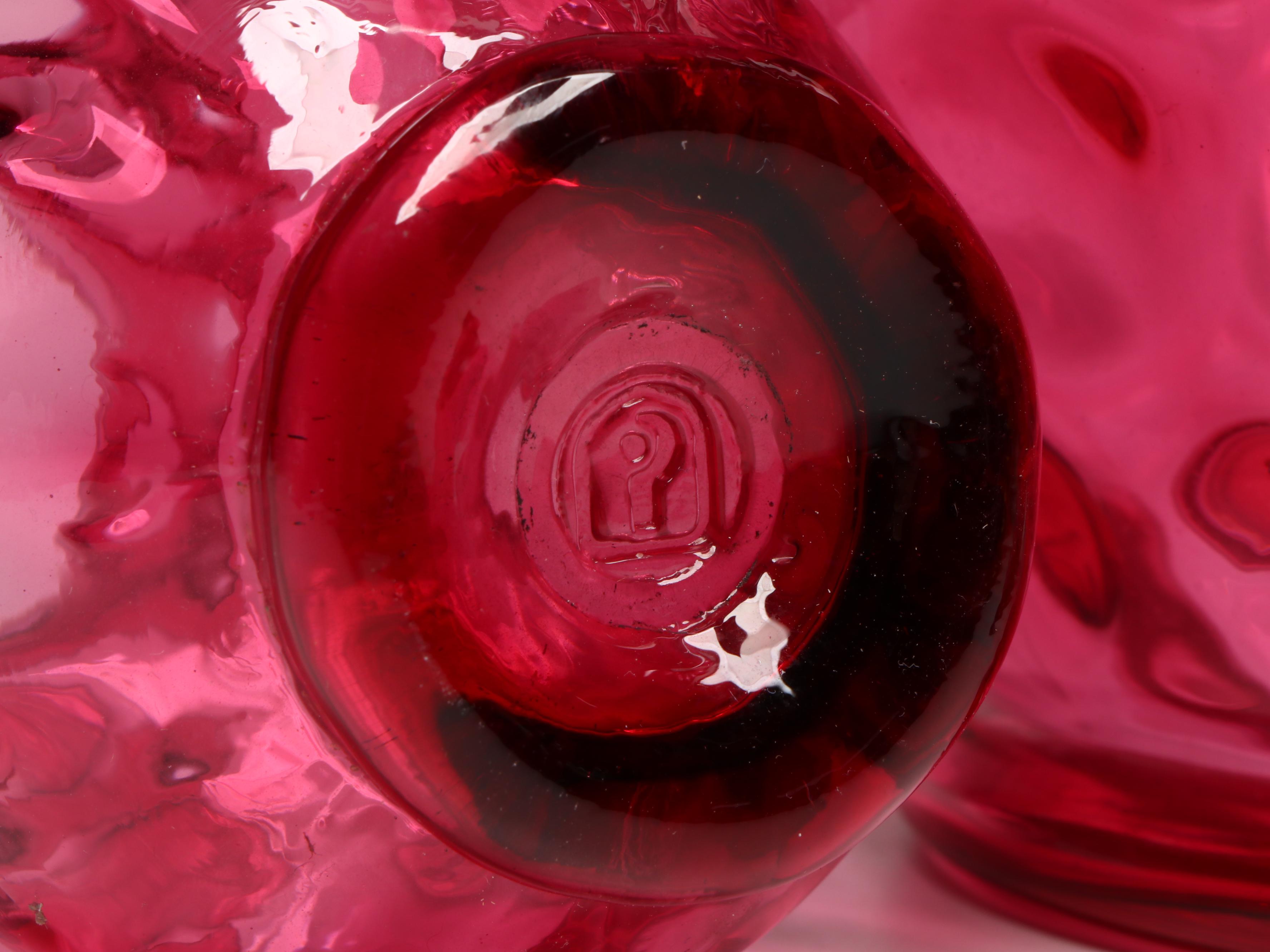 Fenton Hobnail Ruffle Glass Vase, Cranberry Glass Pitcher, and Other Glass Décor