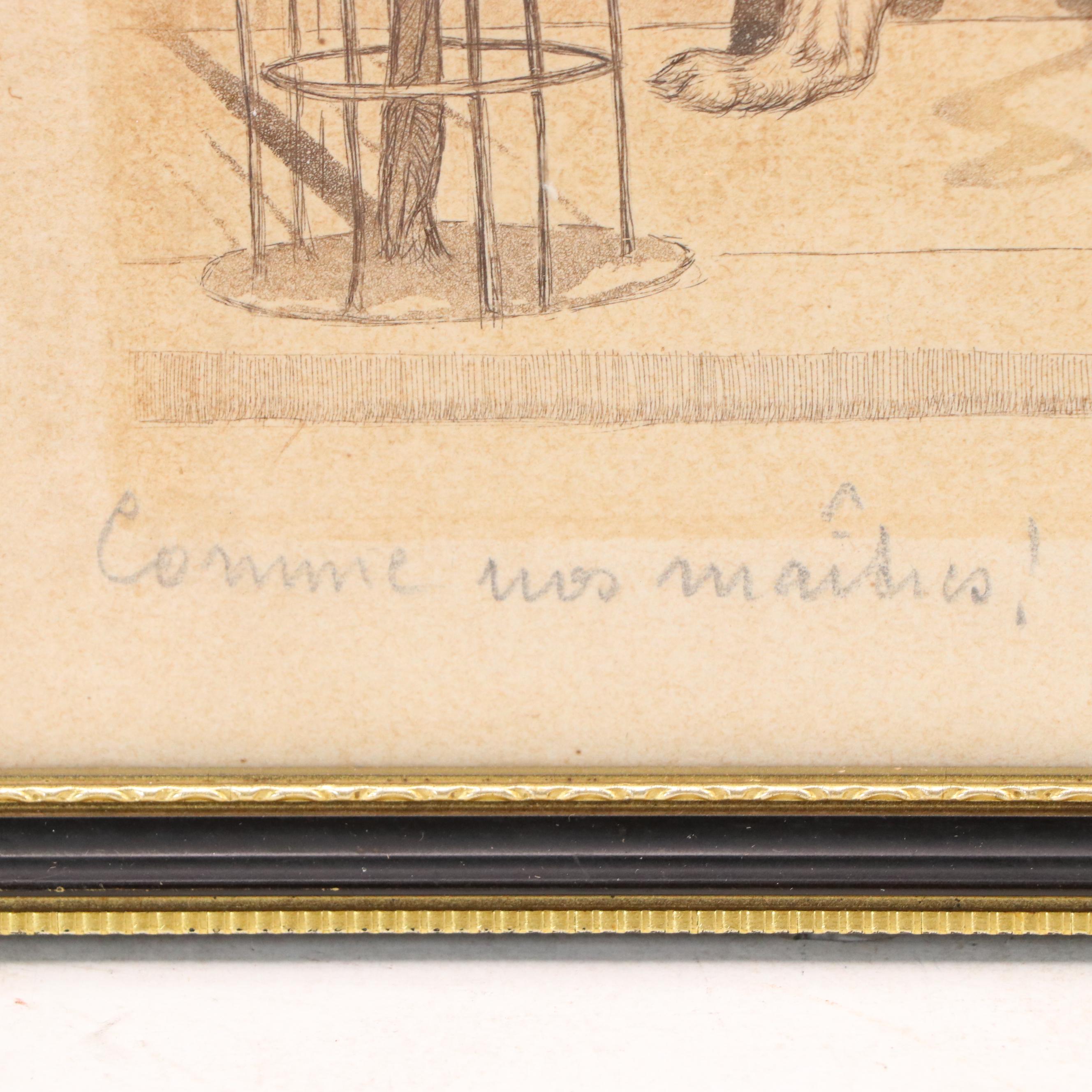 Boris O'Klein Hand-Colored Etching "Comme Nos Maitres"