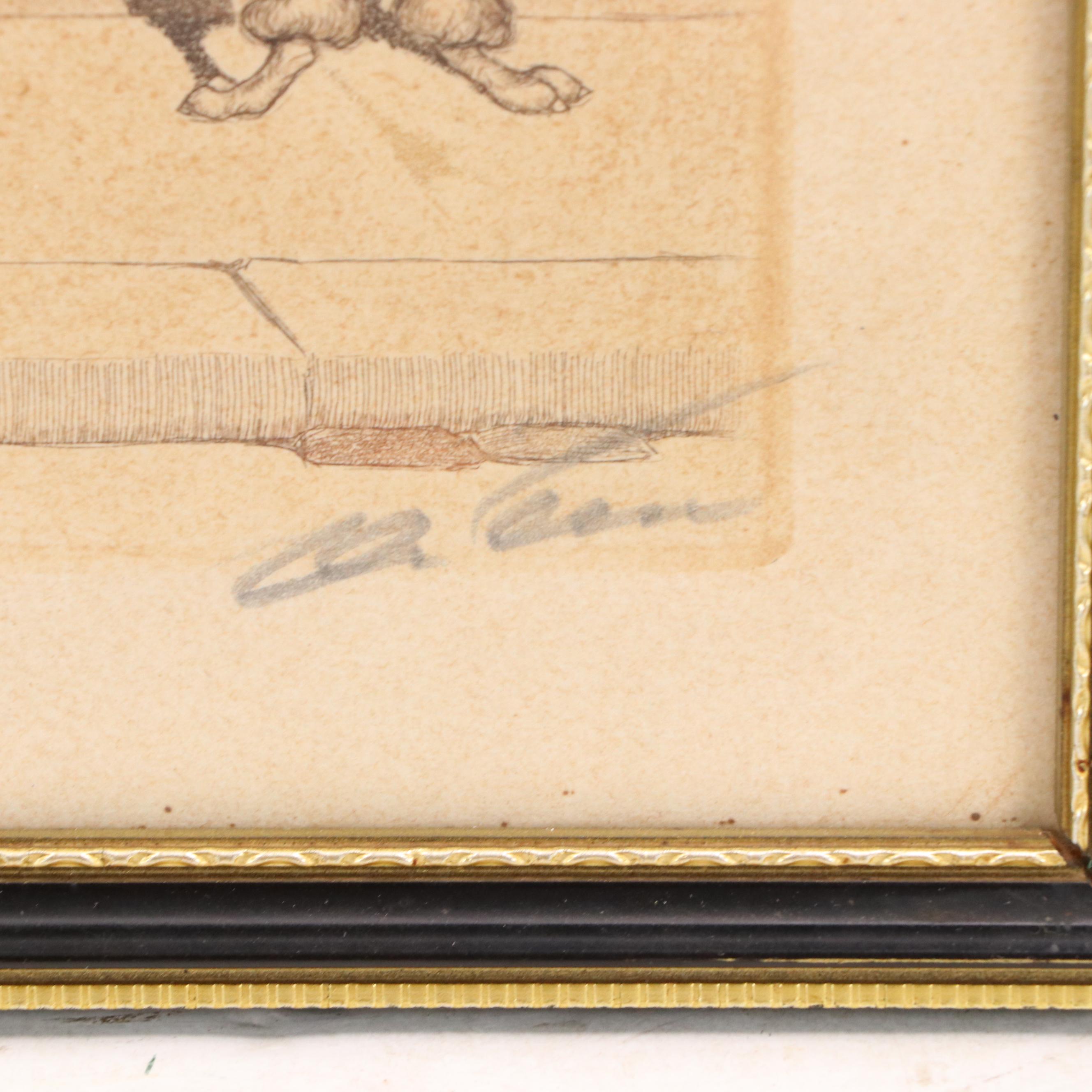 Boris O'Klein Hand-Colored Etching "Comme Nos Maitres"