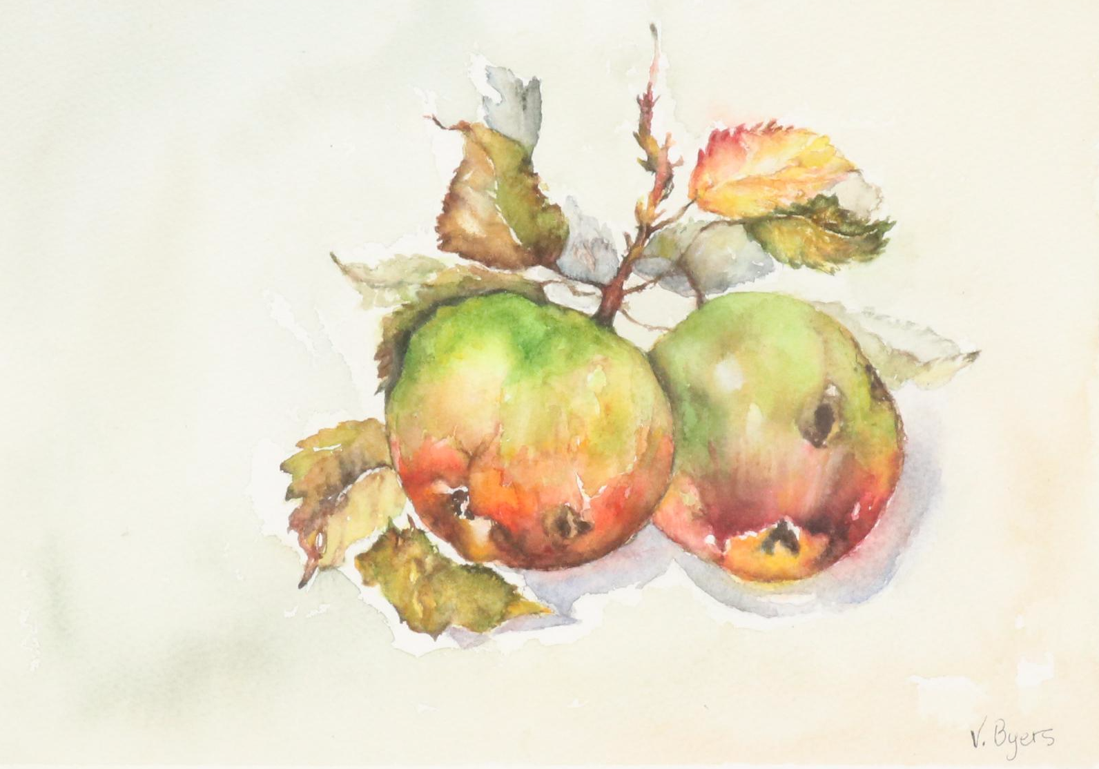 Victoria Byers Watercolor Painting of Apples "Picked From an Old Orchard"