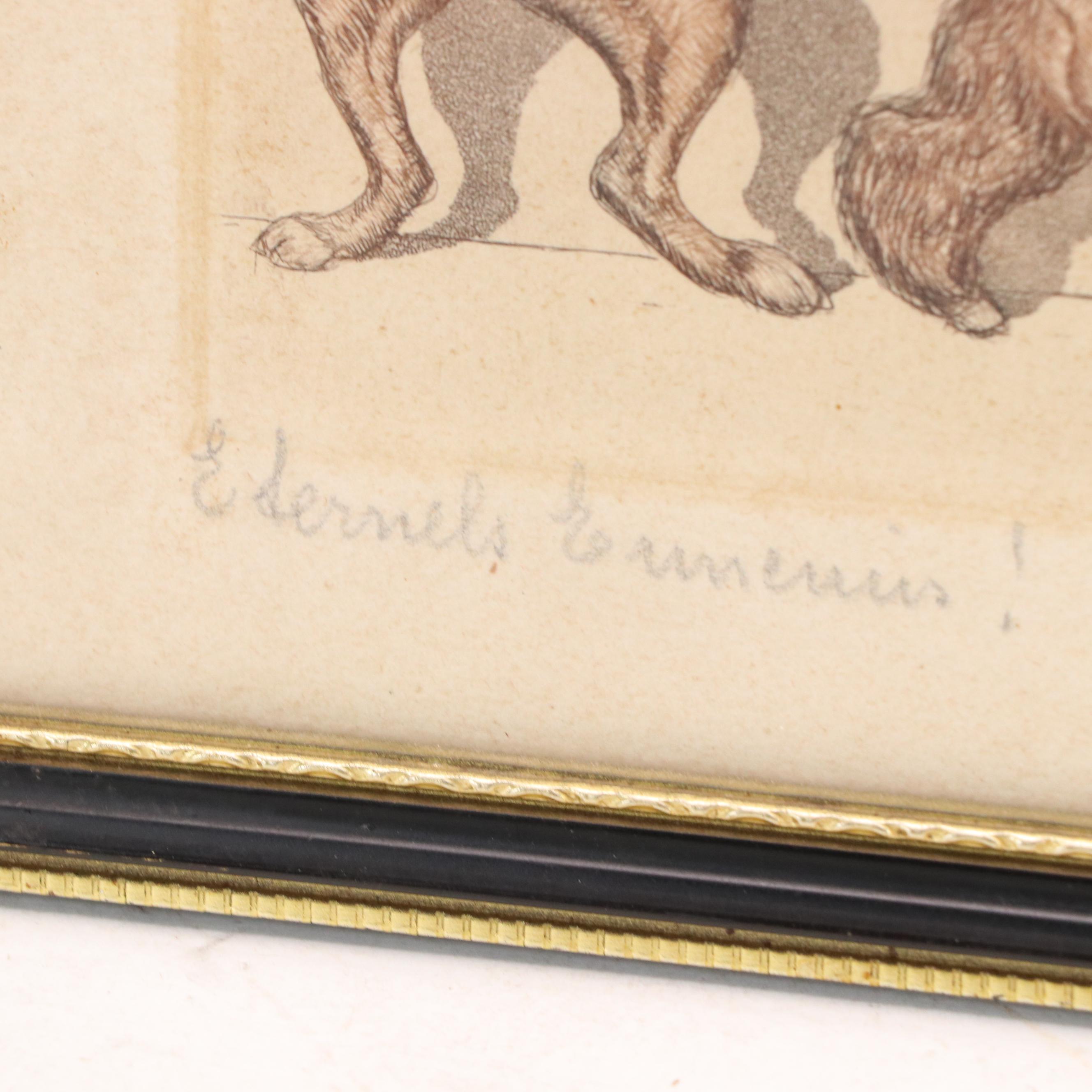 Boris O'Klein Hand-Colored Etching "Eternal Enemies"