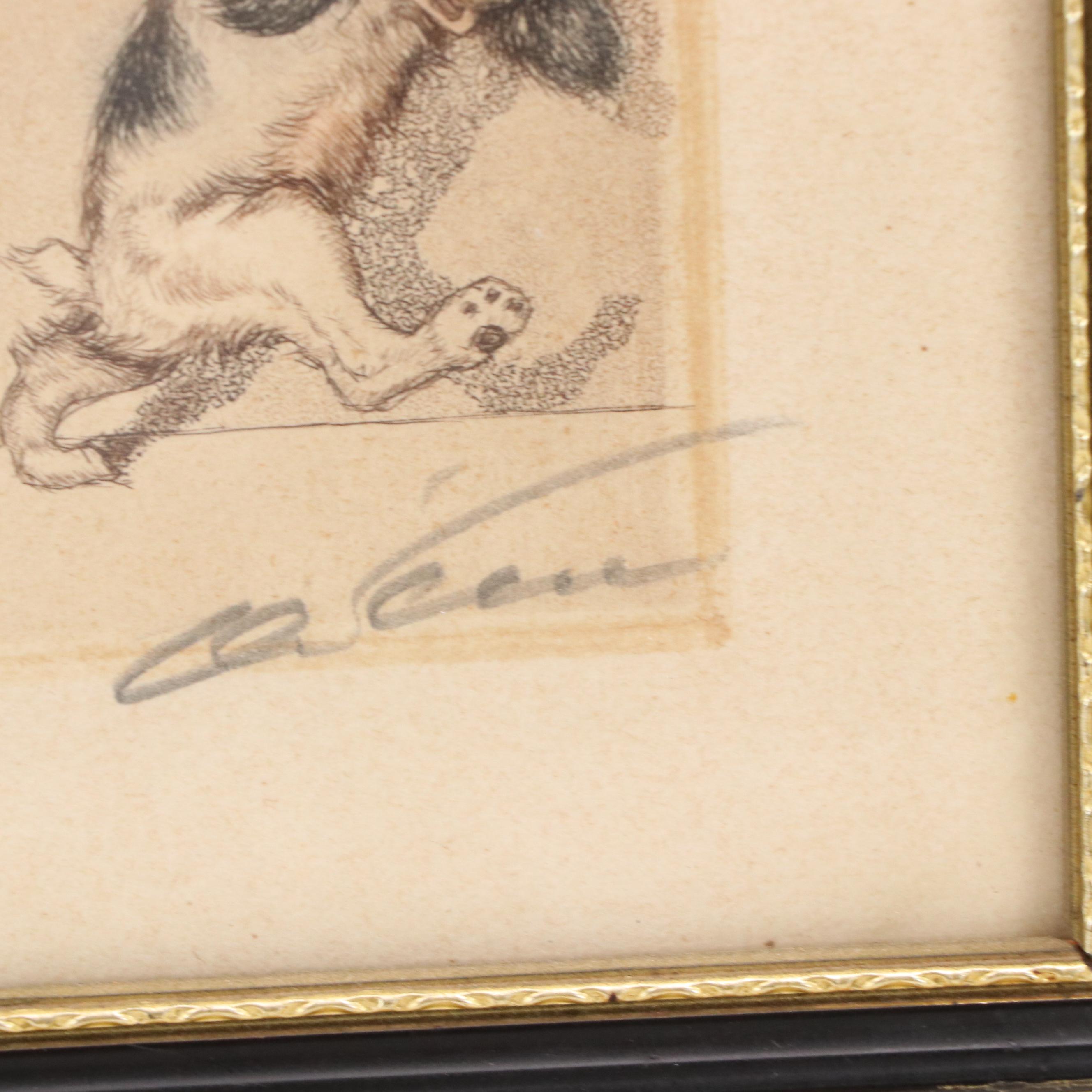 Boris O'Klein Hand-Colored Etching "Eternal Enemies"