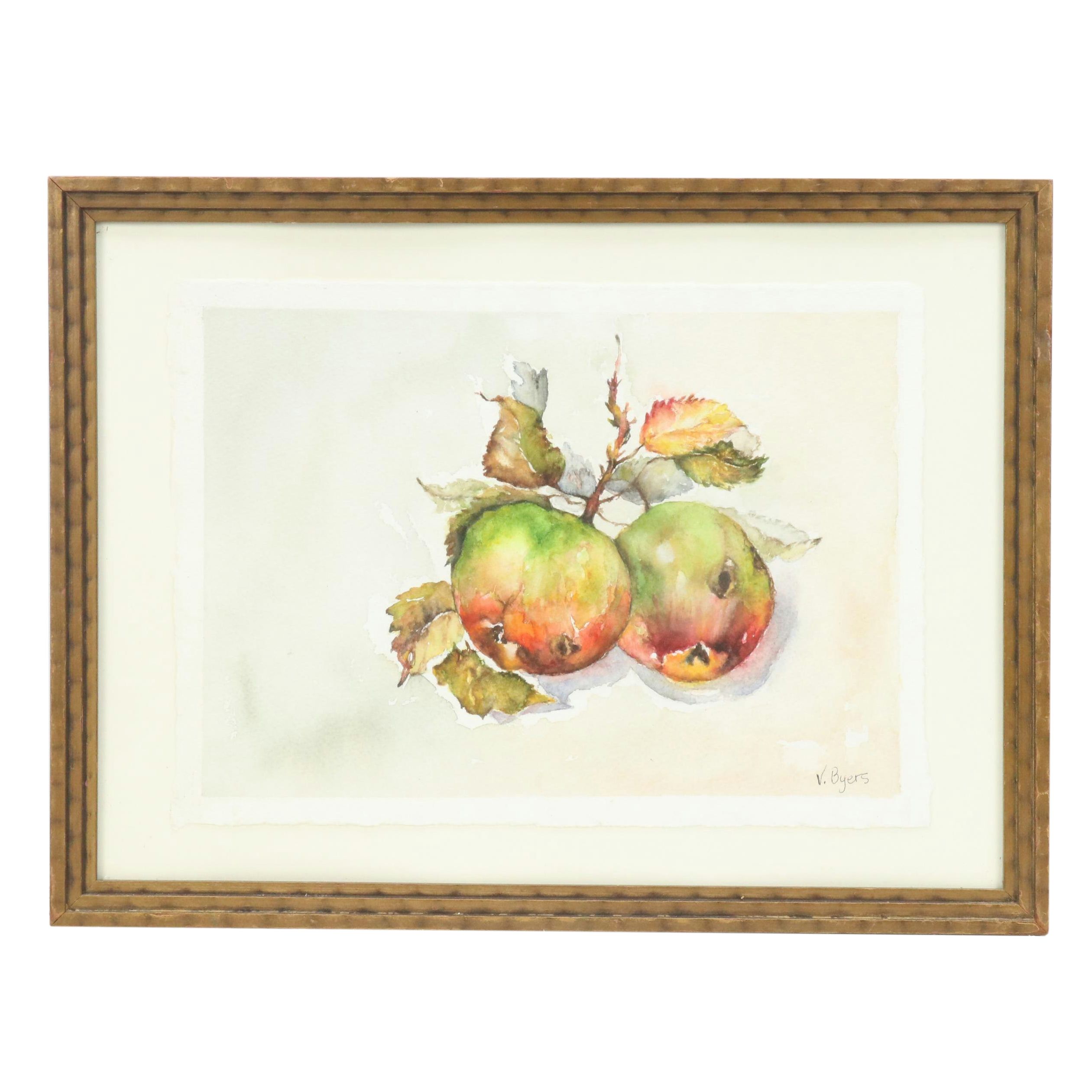 Victoria Byers Watercolor Painting of Apples "Picked From an Old Orchard"