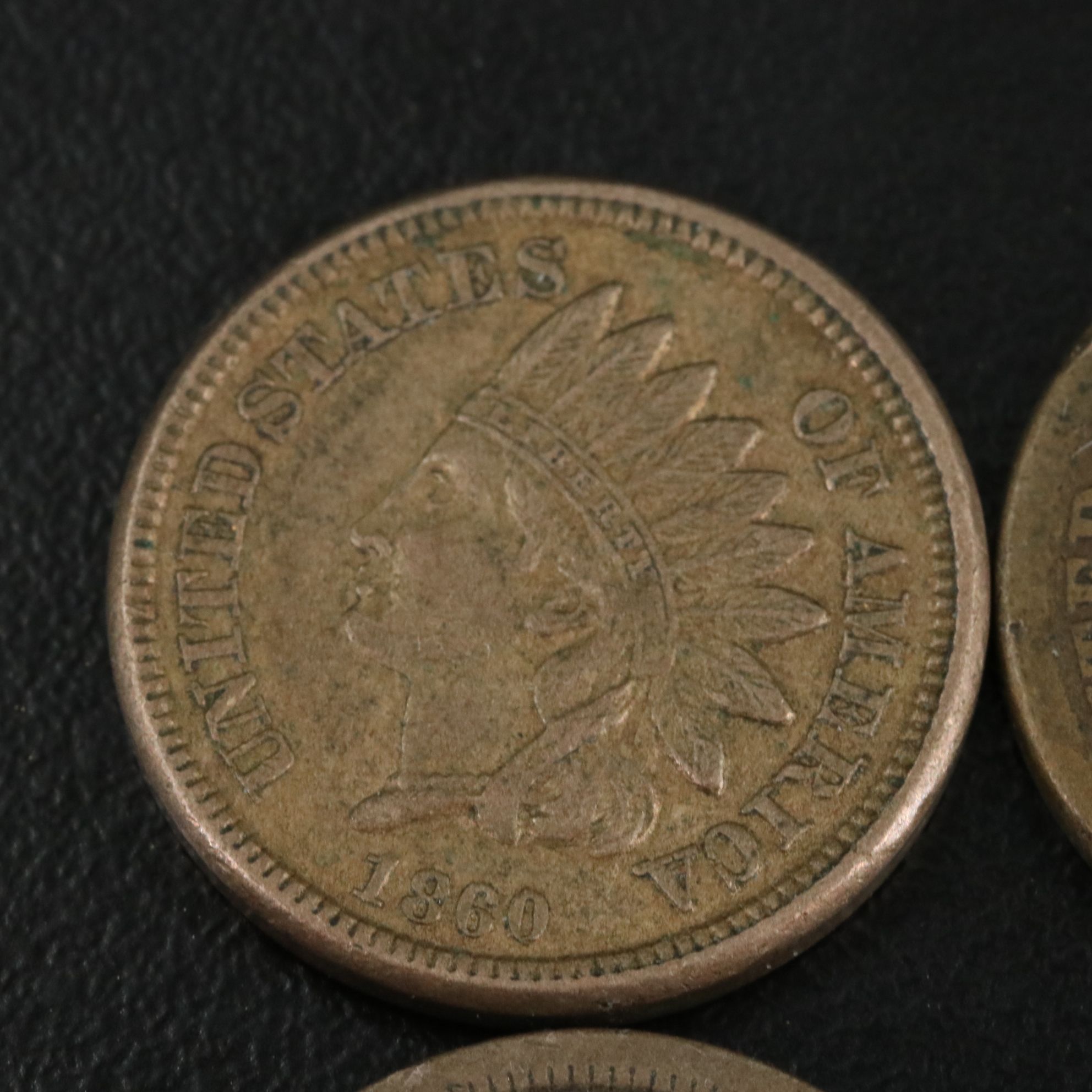 Seven Earlier Indian Head Cents, Including Copper-Nickel, 1860s