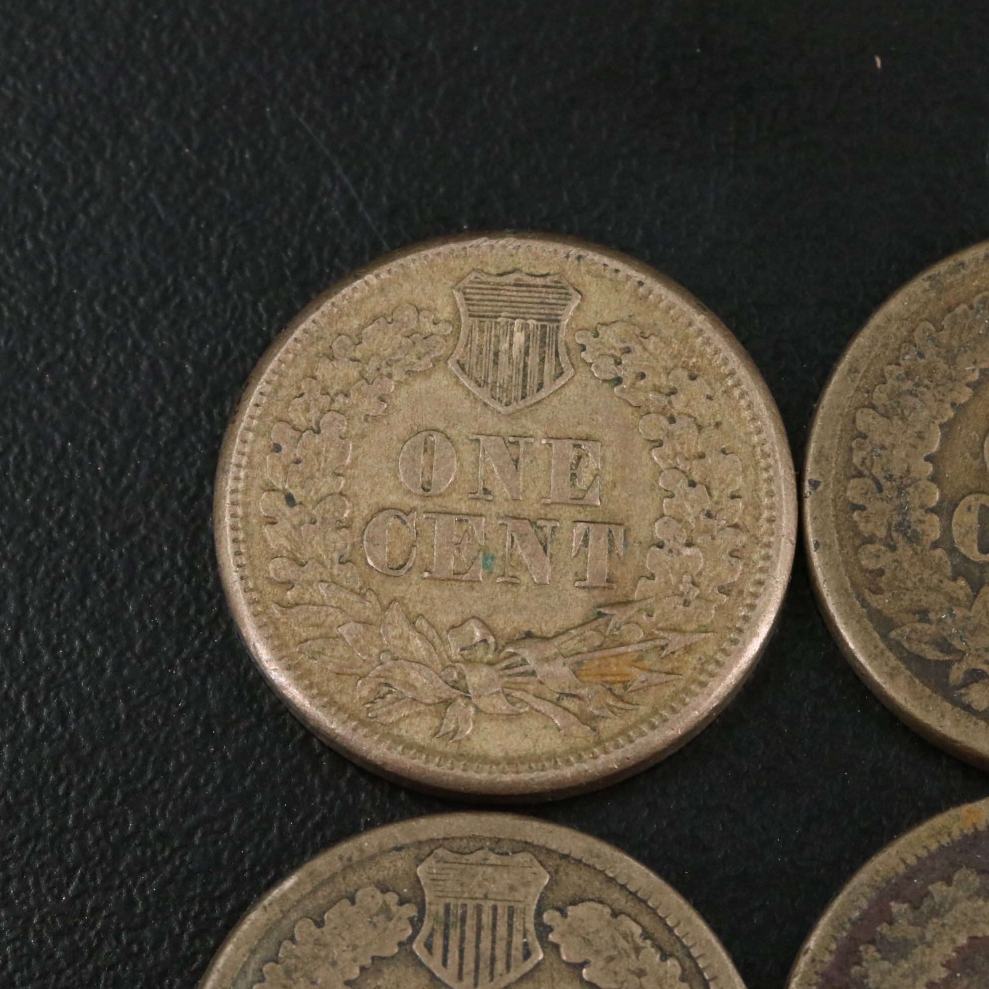 Seven Earlier Indian Head Cents, Including Copper-Nickel, 1860s