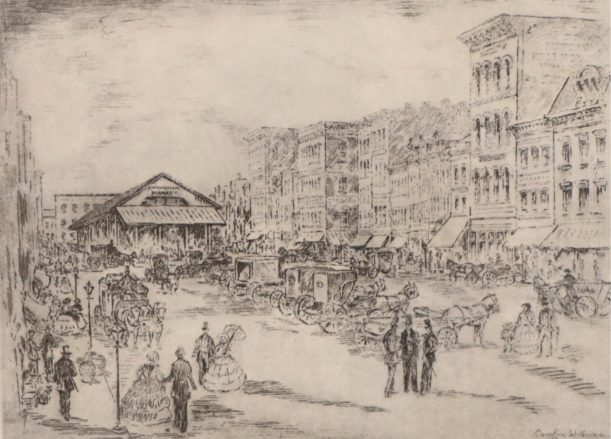 Halftones After Caroline Williams "Kentucky River Lock" and "Government Square"