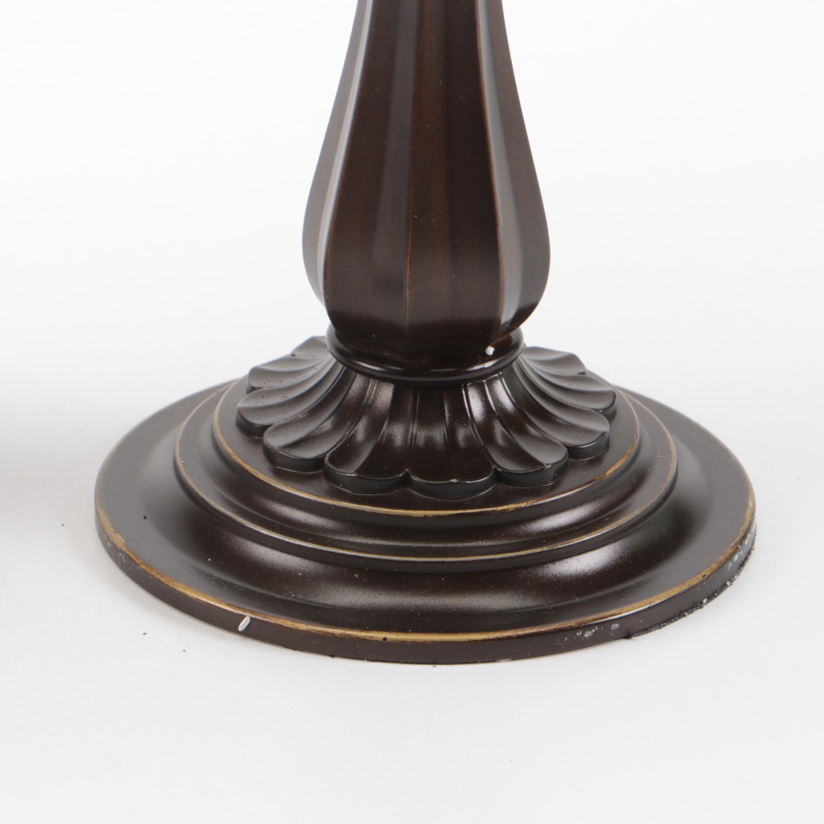 Art Nouveau Style Slag Glass Tea Light and Candle Votive Lamps