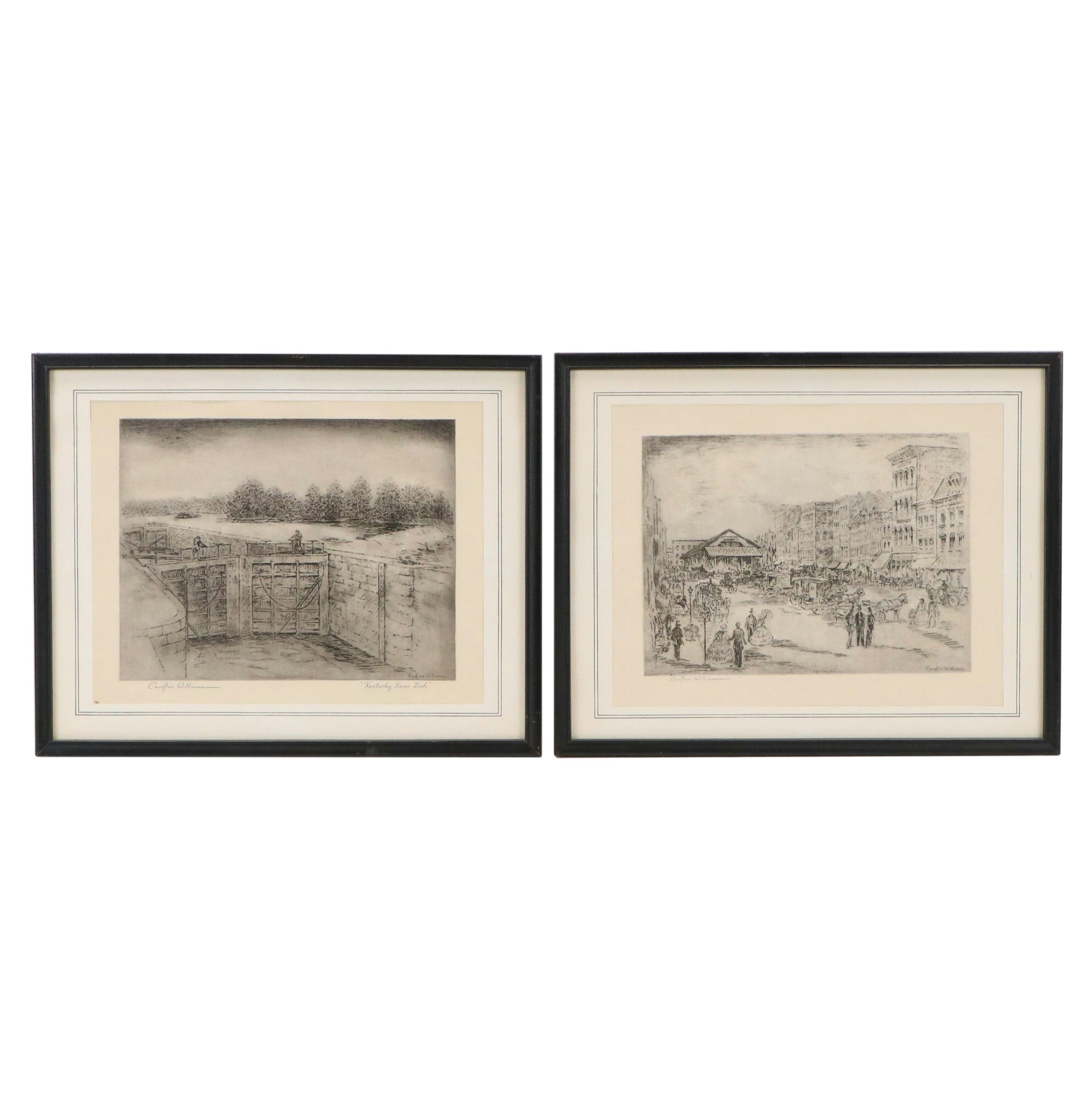 Halftones After Caroline Williams "Kentucky River Lock" and "Government Square"