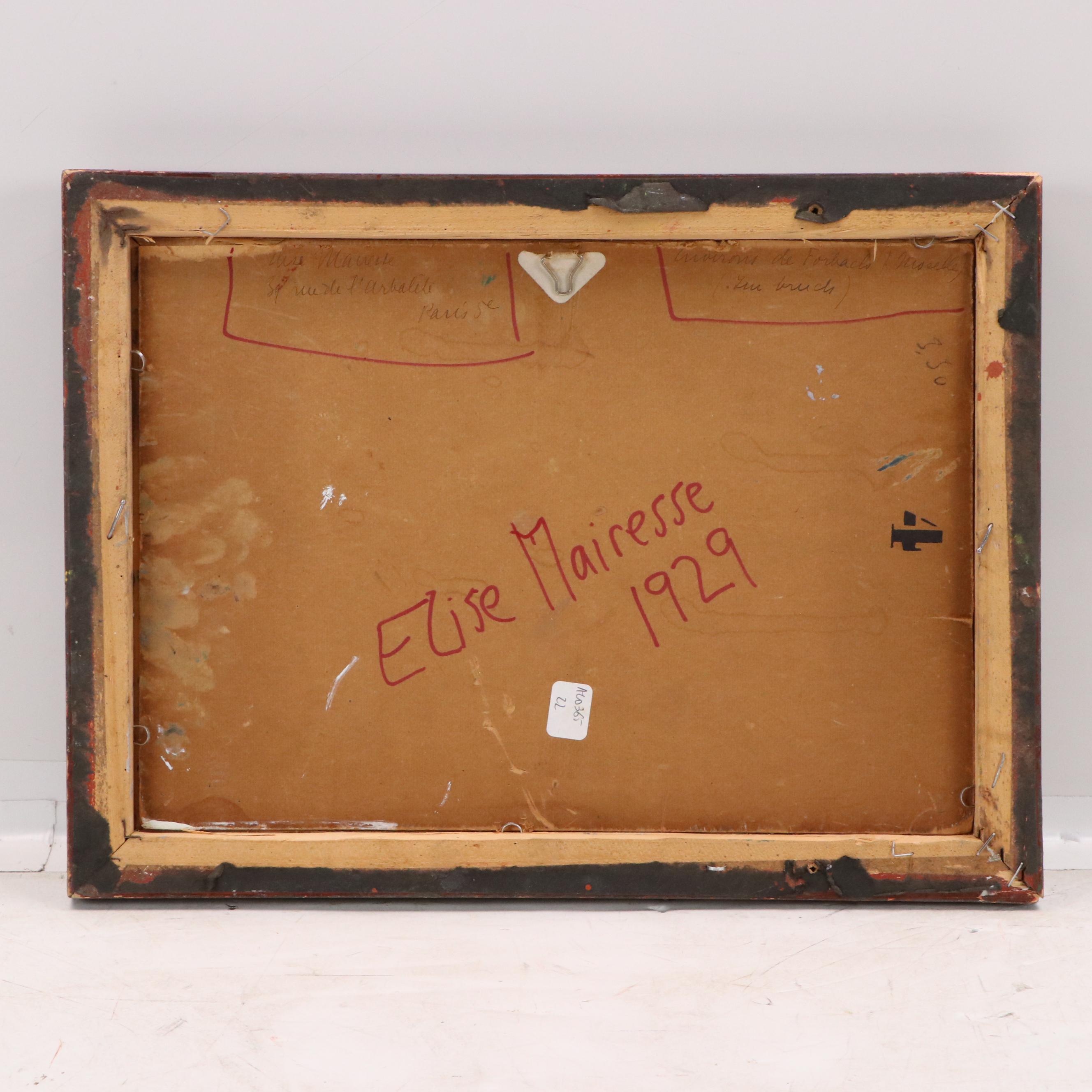 Elise Mairesse French Landscape Oil Painting, 1929