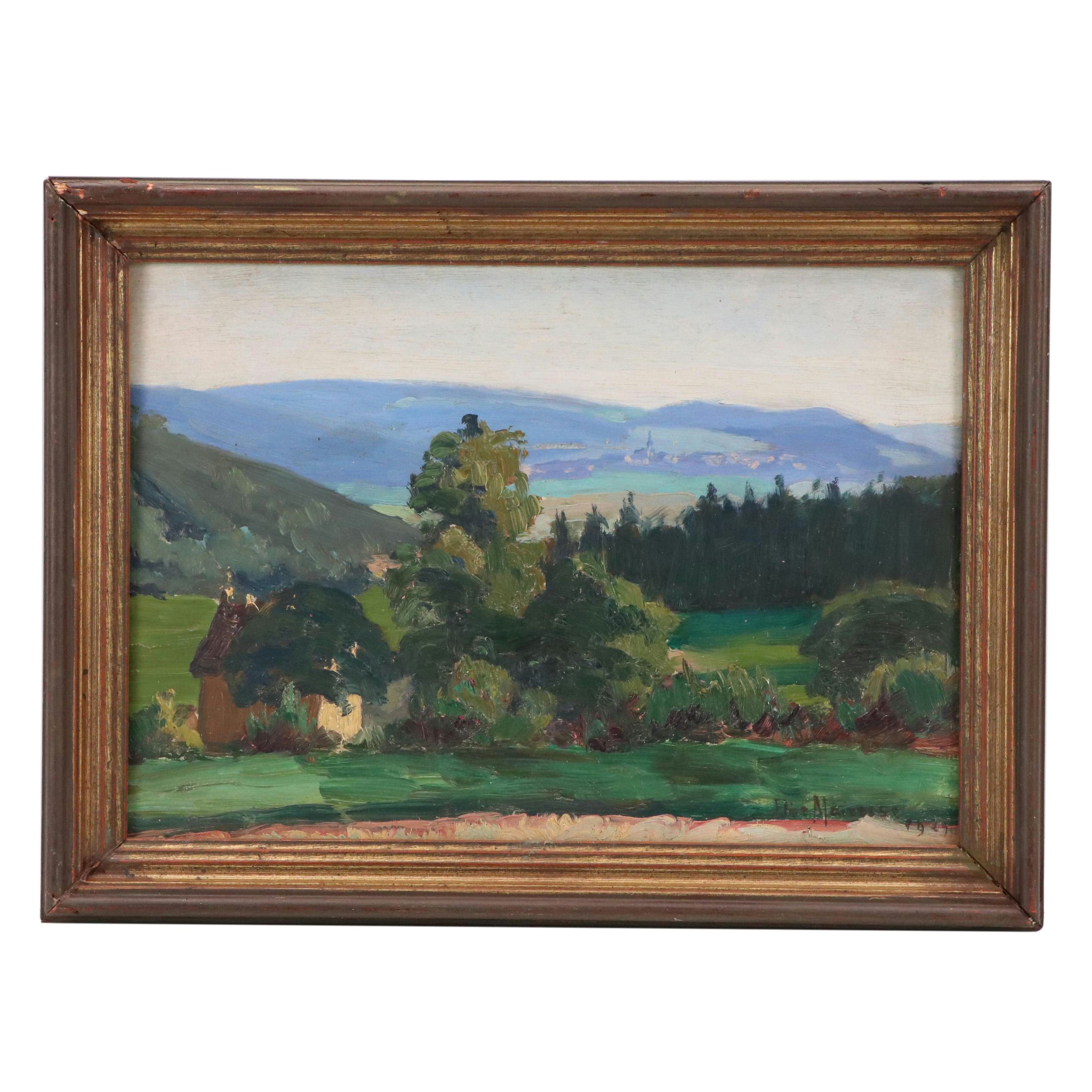 Elise Mairesse French Landscape Oil Painting, 1929