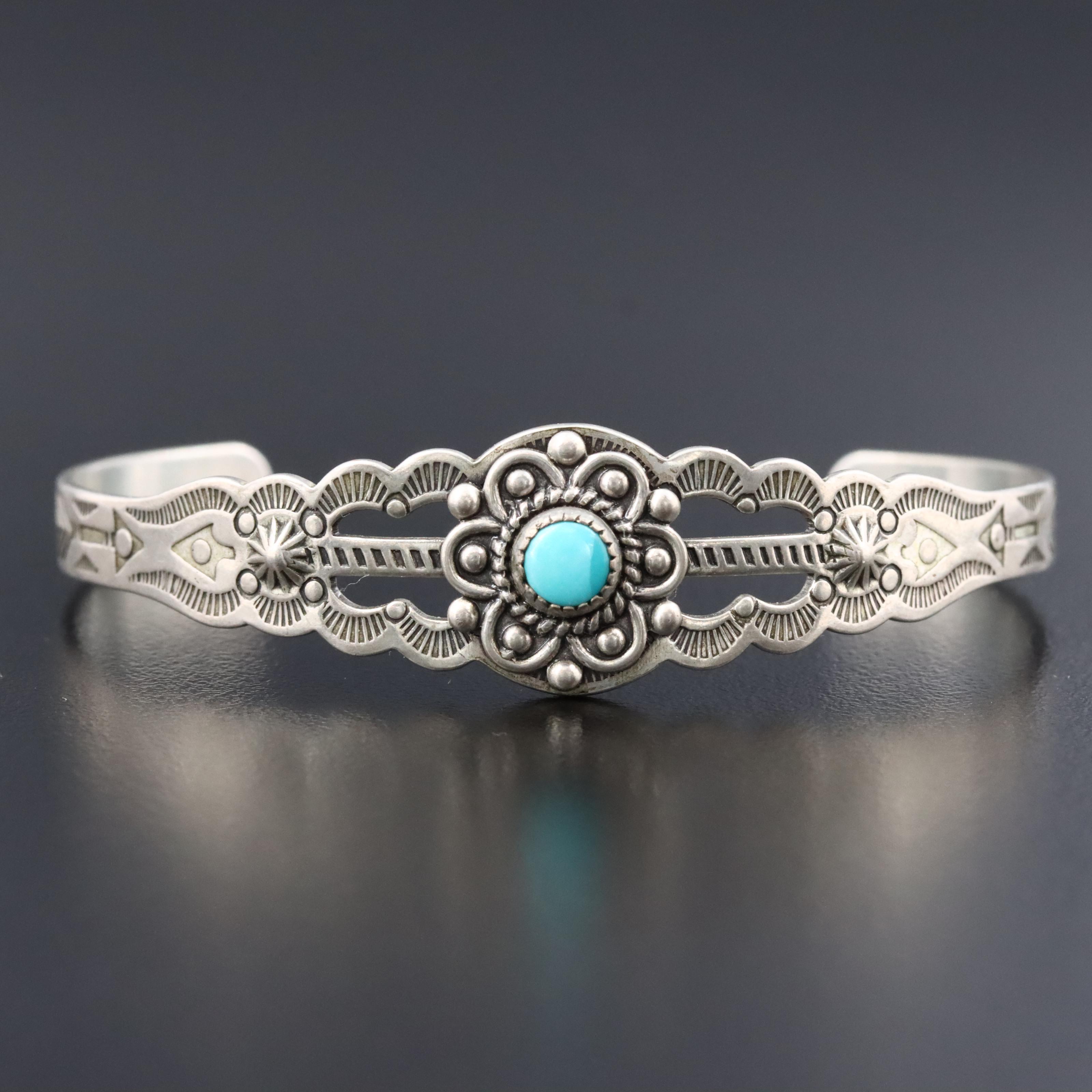Southwest Signed Turquoise Cuff Bracelet