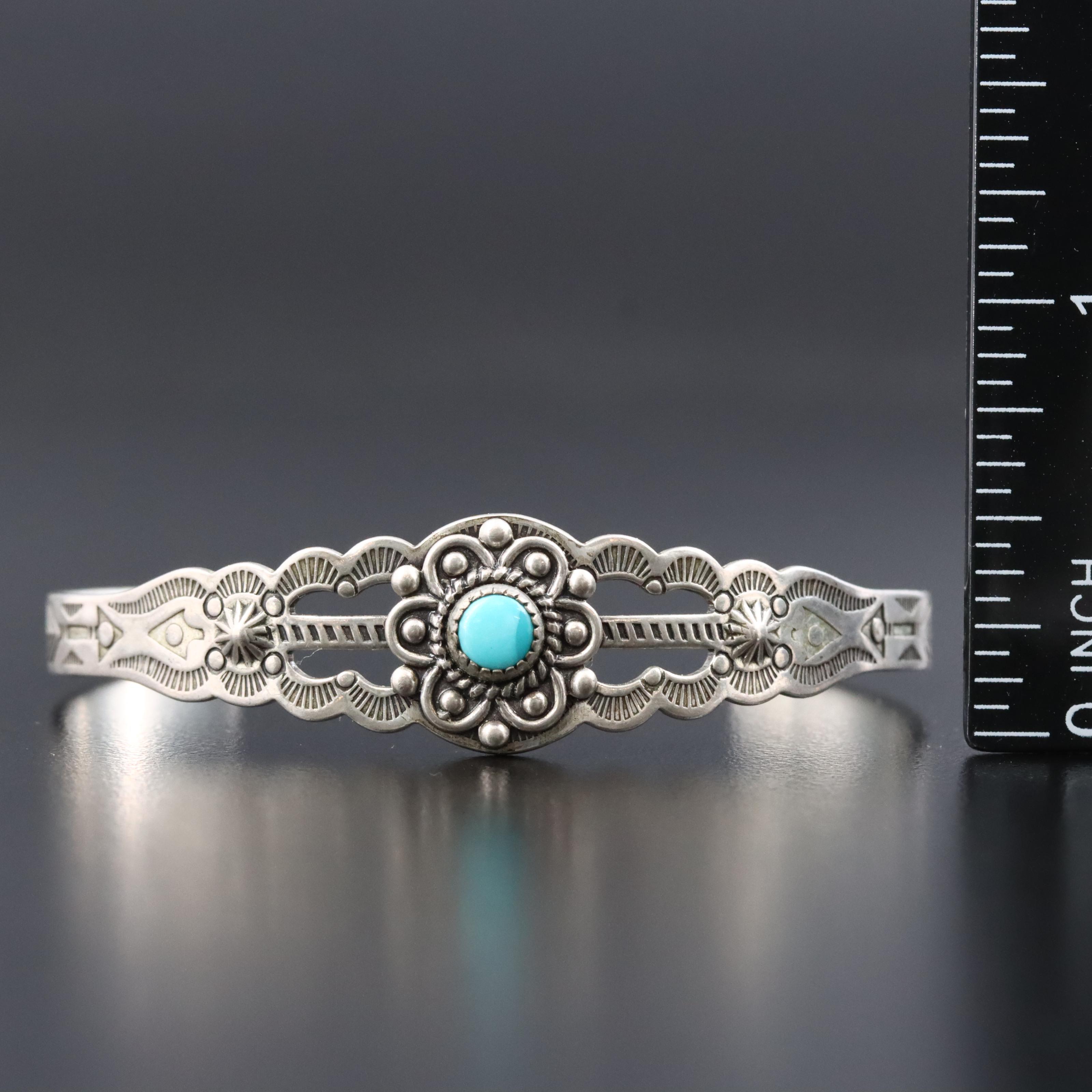 Southwest Signed Turquoise Cuff Bracelet