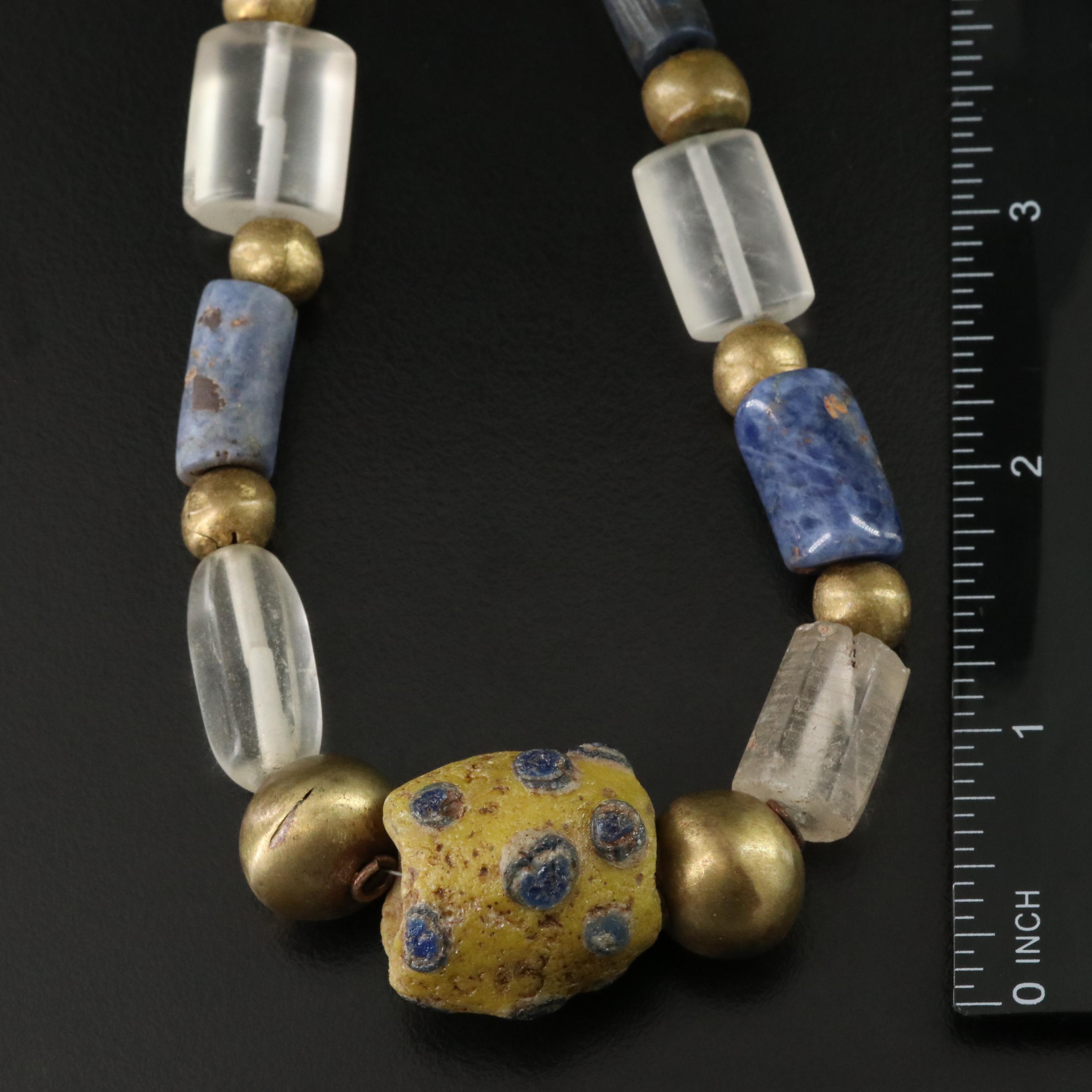Art Glass, Sodalite and Rock Crystal Bead Necklace