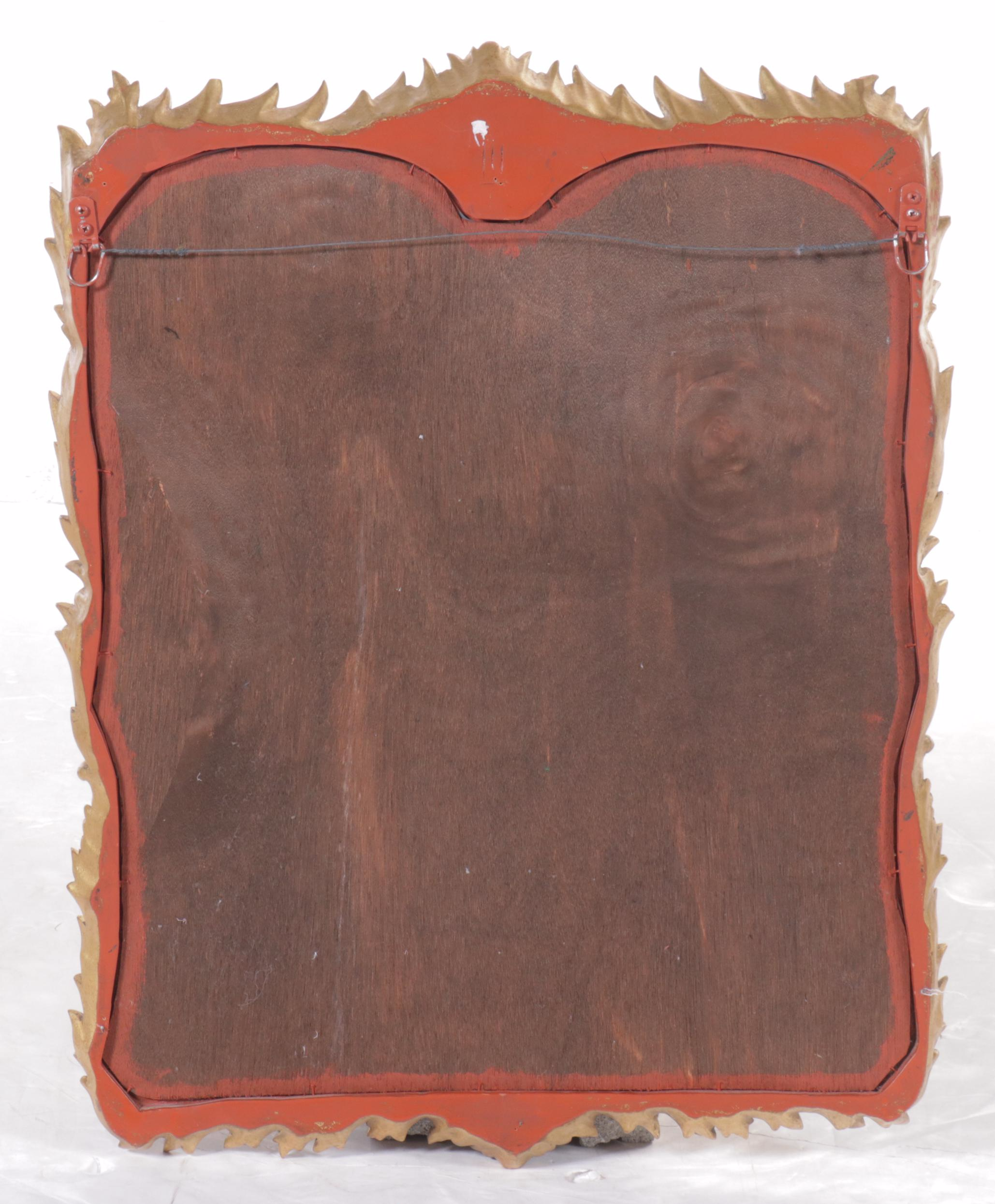 Hollywood Regency Style Carved Wood Leaf and Floral Swag Wall Mirror