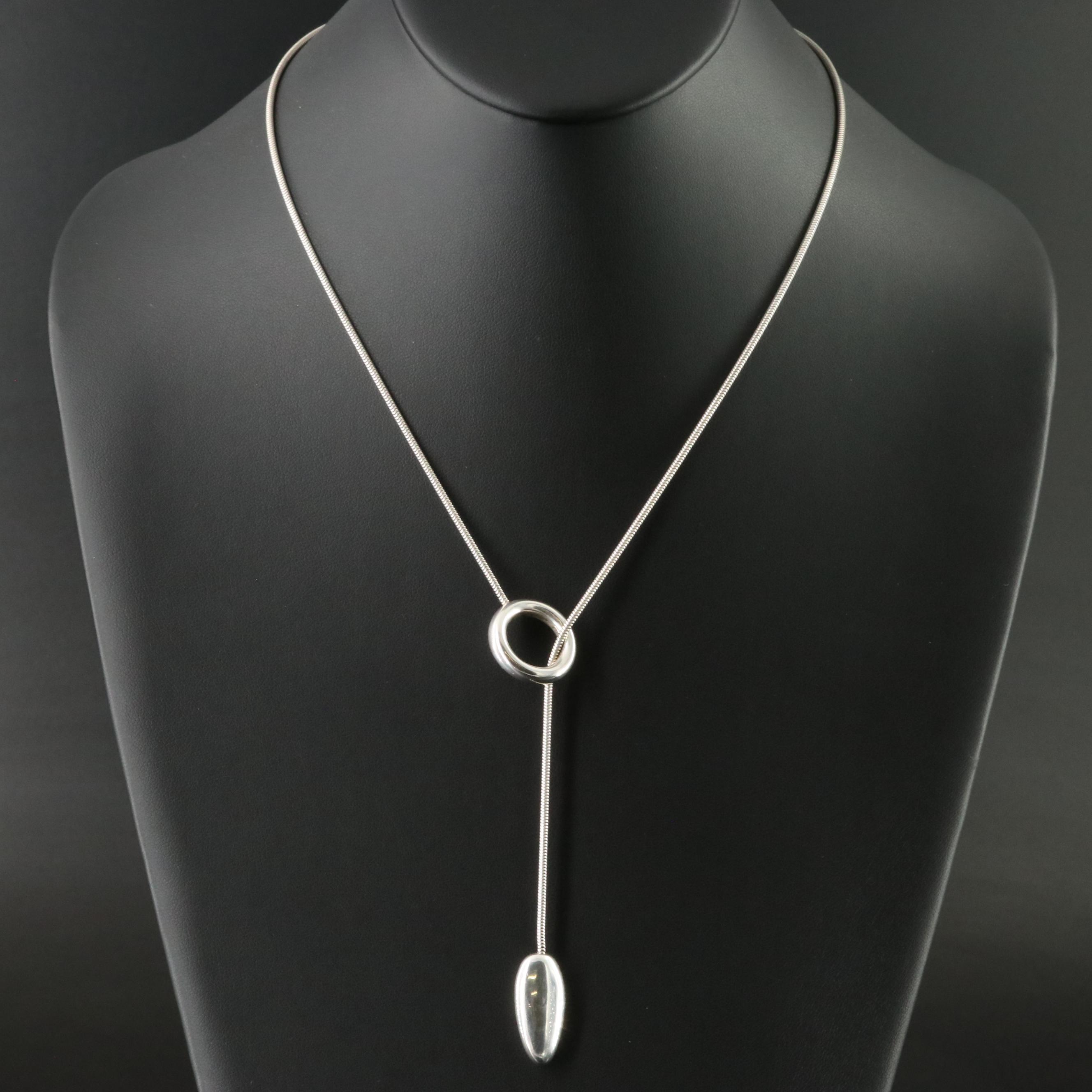 Sterling Pendulum Lariat Necklace