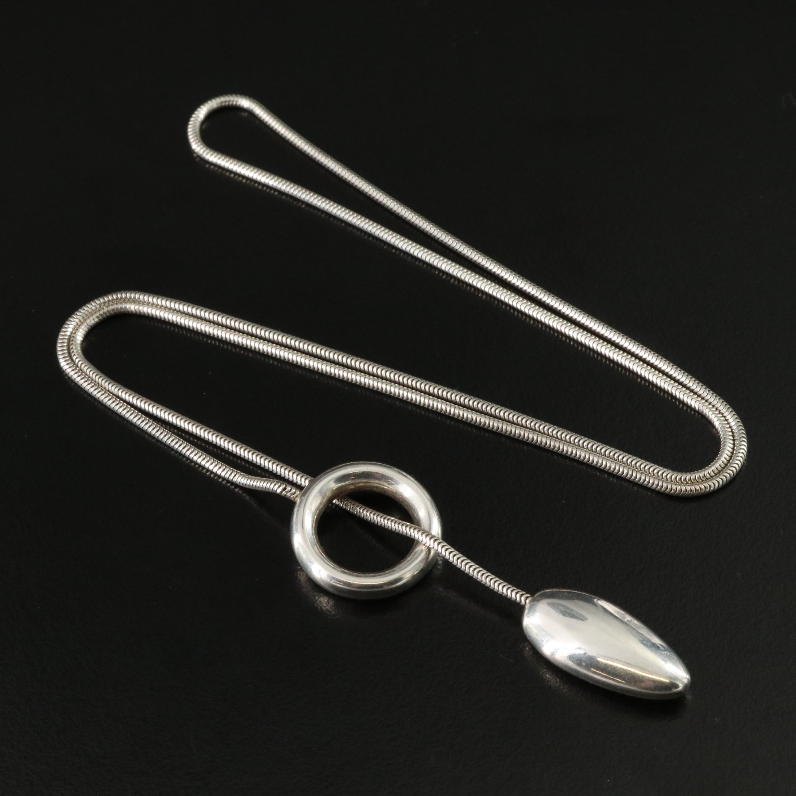 Sterling Pendulum Lariat Necklace
