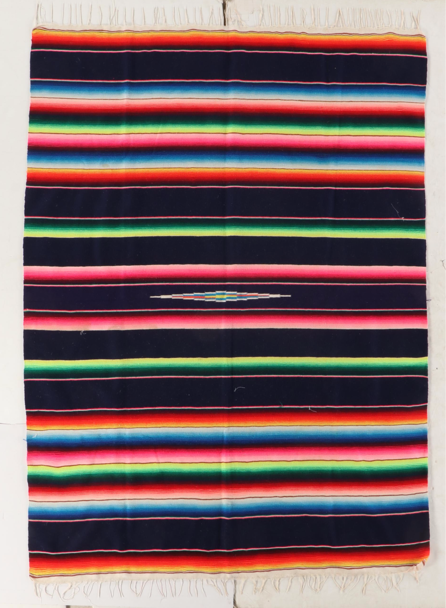 Mexican Saltillo Serape with Hand-Crocheted Granny Square Afghan