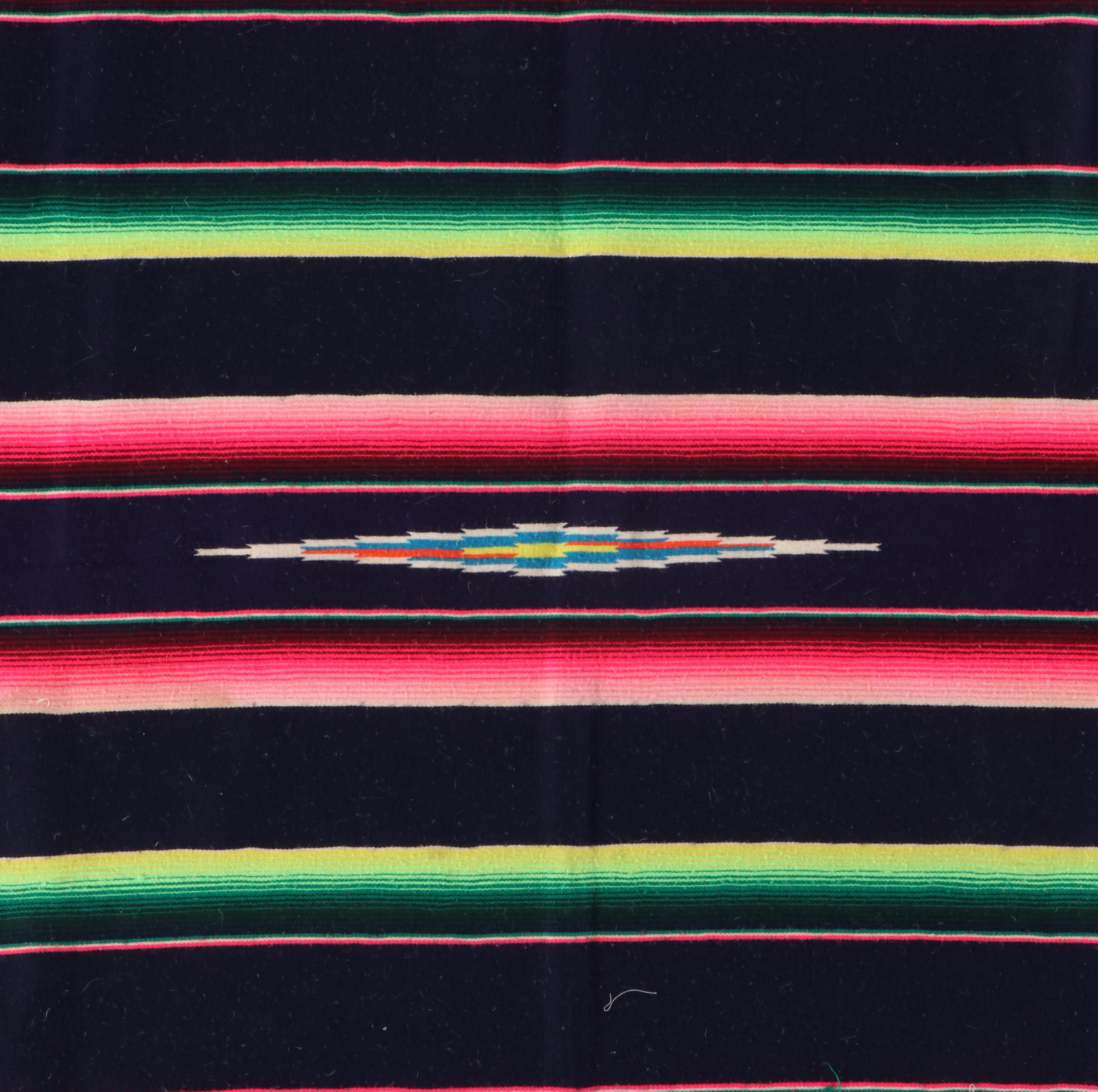 Mexican Saltillo Serape with Hand-Crocheted Granny Square Afghan