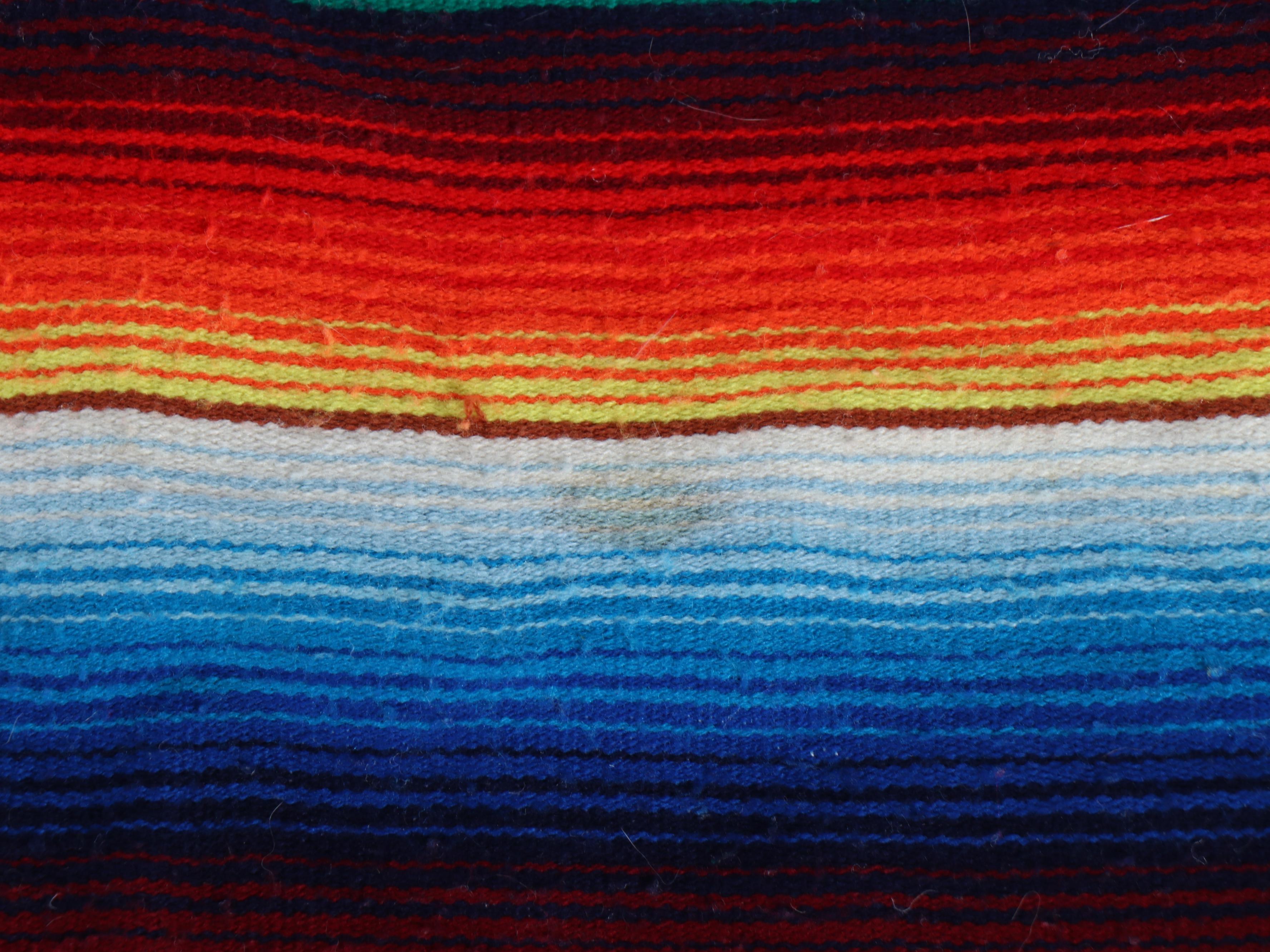 Mexican Saltillo Serape with Hand-Crocheted Granny Square Afghan